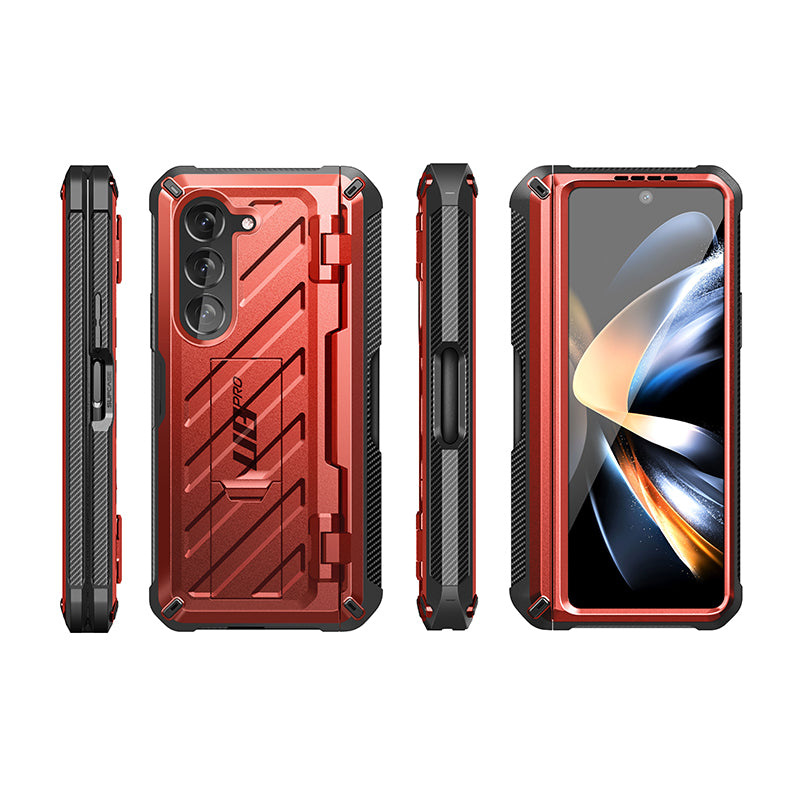 Samsung Galaxy Z Fold 5 Unicorn Beetle PRO Heavy Duty Rugged Case with S Pen Holder - Shockproof Protective Cover for Foldable Phone (Metallic Red) - Perfect for Outdoor Adventures, Work & Travel