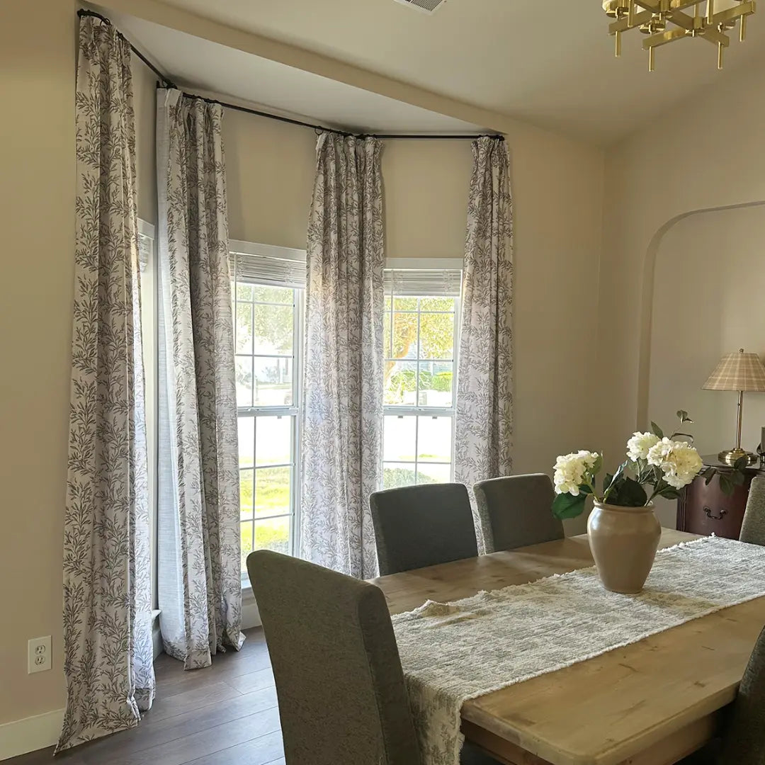 Elegant Sara Le Print Linen Drapery Pleated Curtains - Soft Textured Window Treatments for Living Room & Bedroom Decor