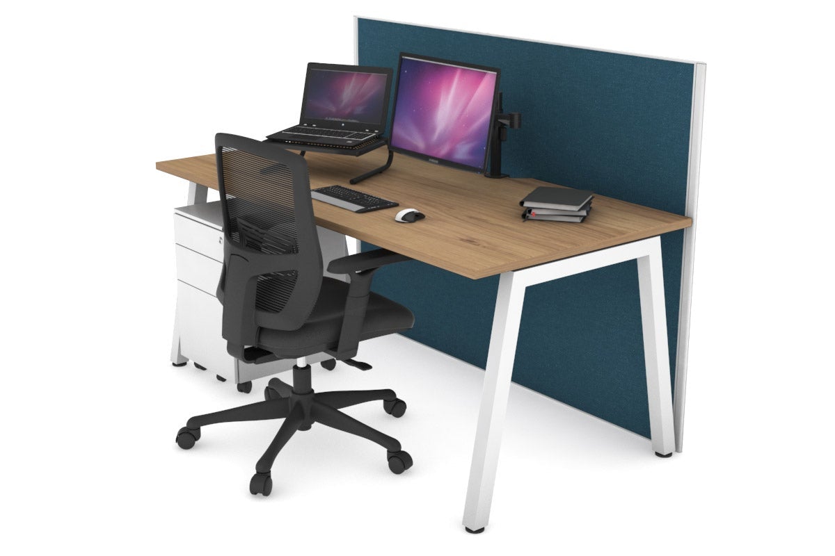Horizon Quadro A Legs Office Desk - 1600L x 800W with Cable Management Scallop | Modern Workstation for Home Office, Study Room & Small Business Spaces