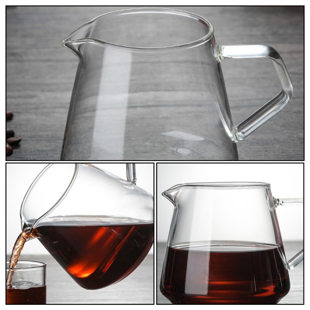 Premium Glass Hand Pour Coffee Maker - 650ml Clear Latte Art Pitcher & Carafe for Home Baristas - Perfect for Pour Over, Drip Coffee & Iced Brews - Ideal for Coffee Shops, Home Use & Gifting