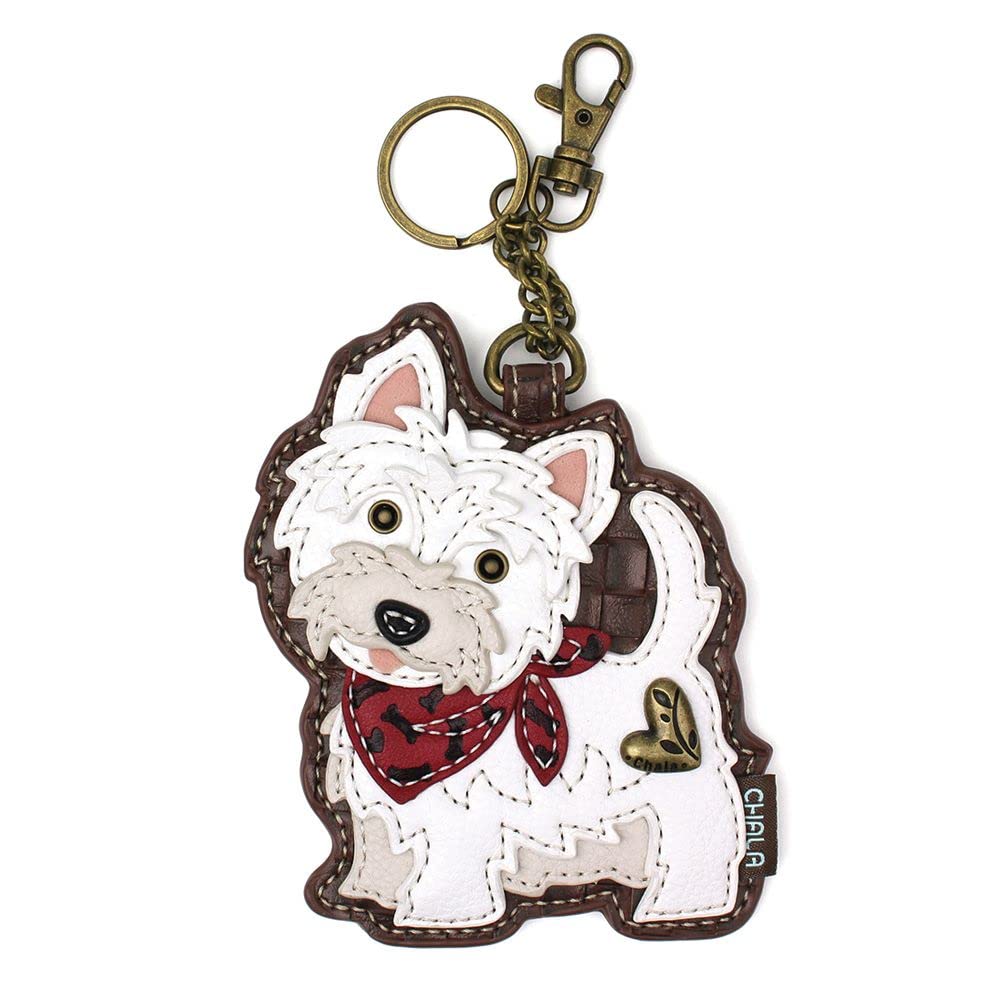 Chala Group Handbags Westie Key Fob Coin Purse - Stylish White Keychain with 5''x0.3''x5'' Size (KF-WE-WB471) | Perfect for Keys, Coins & Small Essentials | Ideal Gift for Dog Lovers & Fashion Accessories