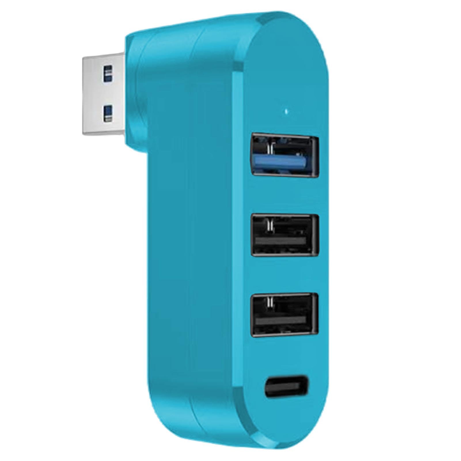 4-Port USB 3.0 Hub Rotatable Adapter - High Speed Data Transfer USB Splitter Expander for Laptop, PC, MacBook, Car - Perfect for Office, Home & Travel Charging Stations