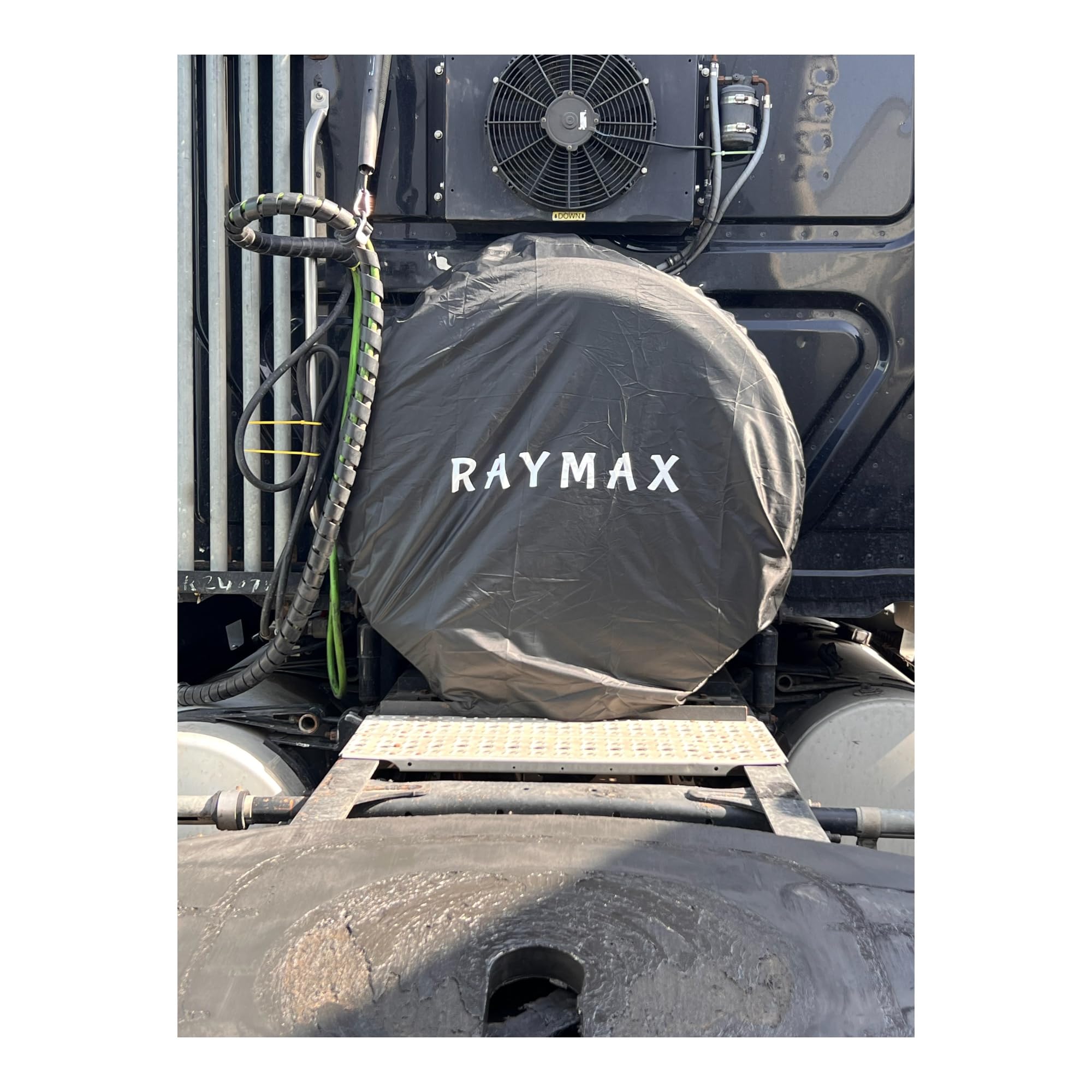 Heavy Duty Semi Truck Spare Tire Carrier with Durable Cover - Secure & Weatherproof Spare Tire Mount for Commercial Trucks & Trailers - Ideal for Long Haul & Off-Road Use
