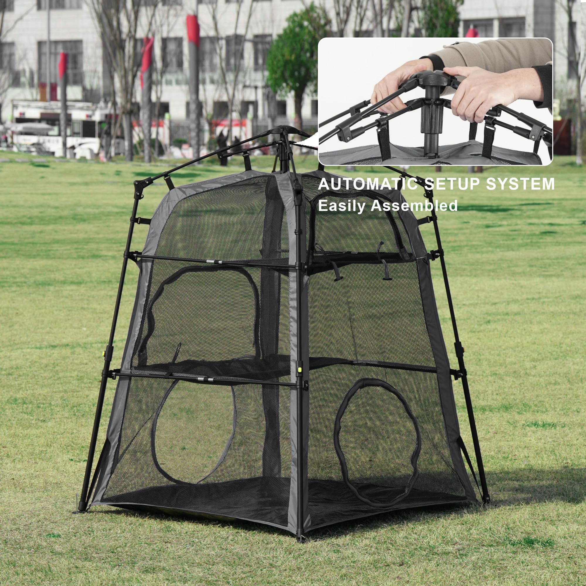Cat Tower Tent - Breathable Mesh Outdoor & Indoor Cat Enclosure Playpen - Portable Exercise Tent for Cats - Perfect for Patio, Backyard & Home Play Areas