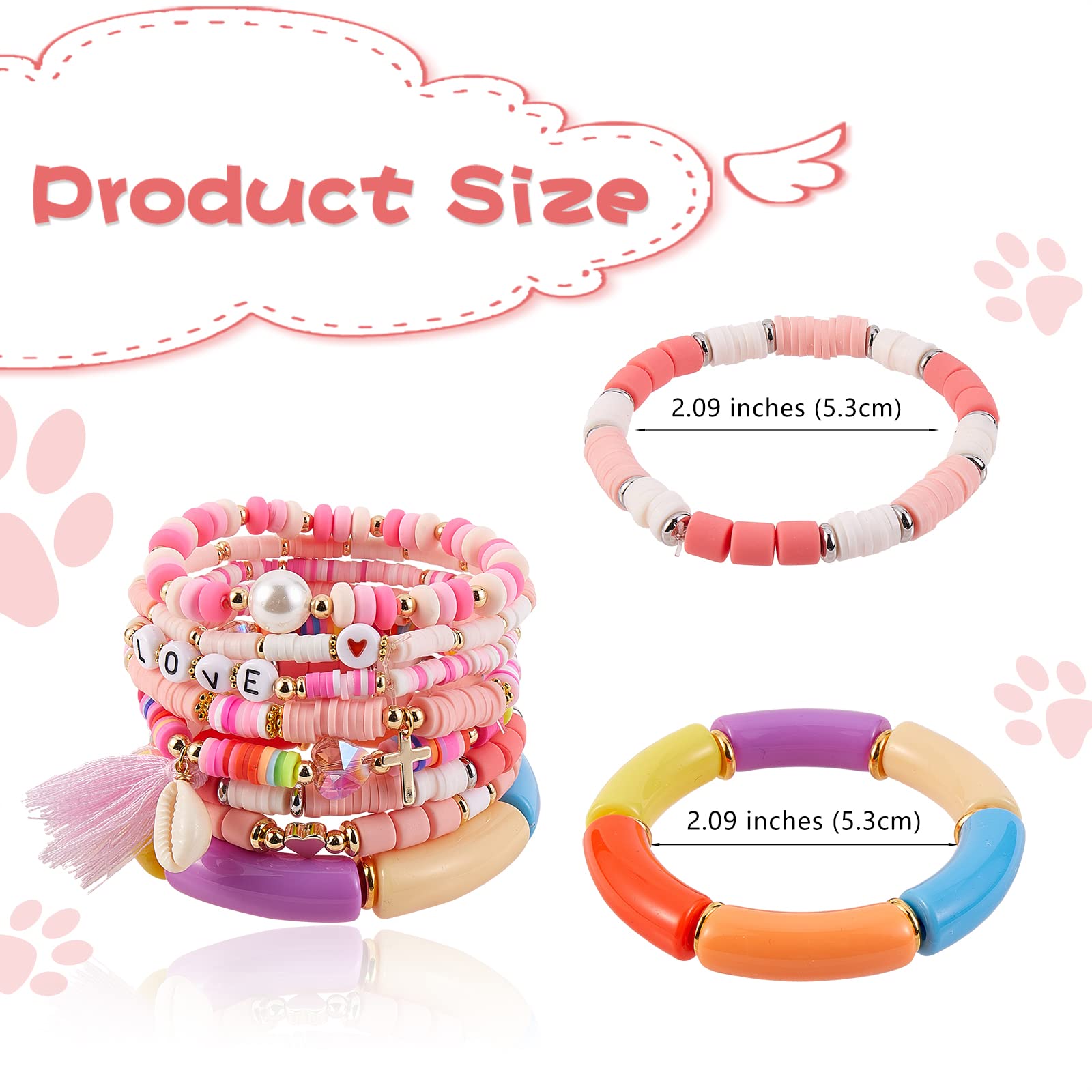 Ornaland Stretch Beaded Bracelets for Women & Men - Stackable Bohemian Heishi Beads Surfer Jewelry - Perfect for Summer, Beach, Festival & Boho Fashion Accessories