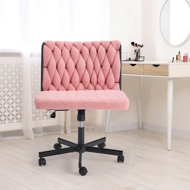 EROMMY Criss Cross Armless Rolling Chair - Height Adjustable Office Desk Chair for Work, Study & Relaxation - Pink Modern Swivel Chair for Home Office, Bedroom & Living Room (Perfect for Small Spaces & Ergonomic Comfort)
