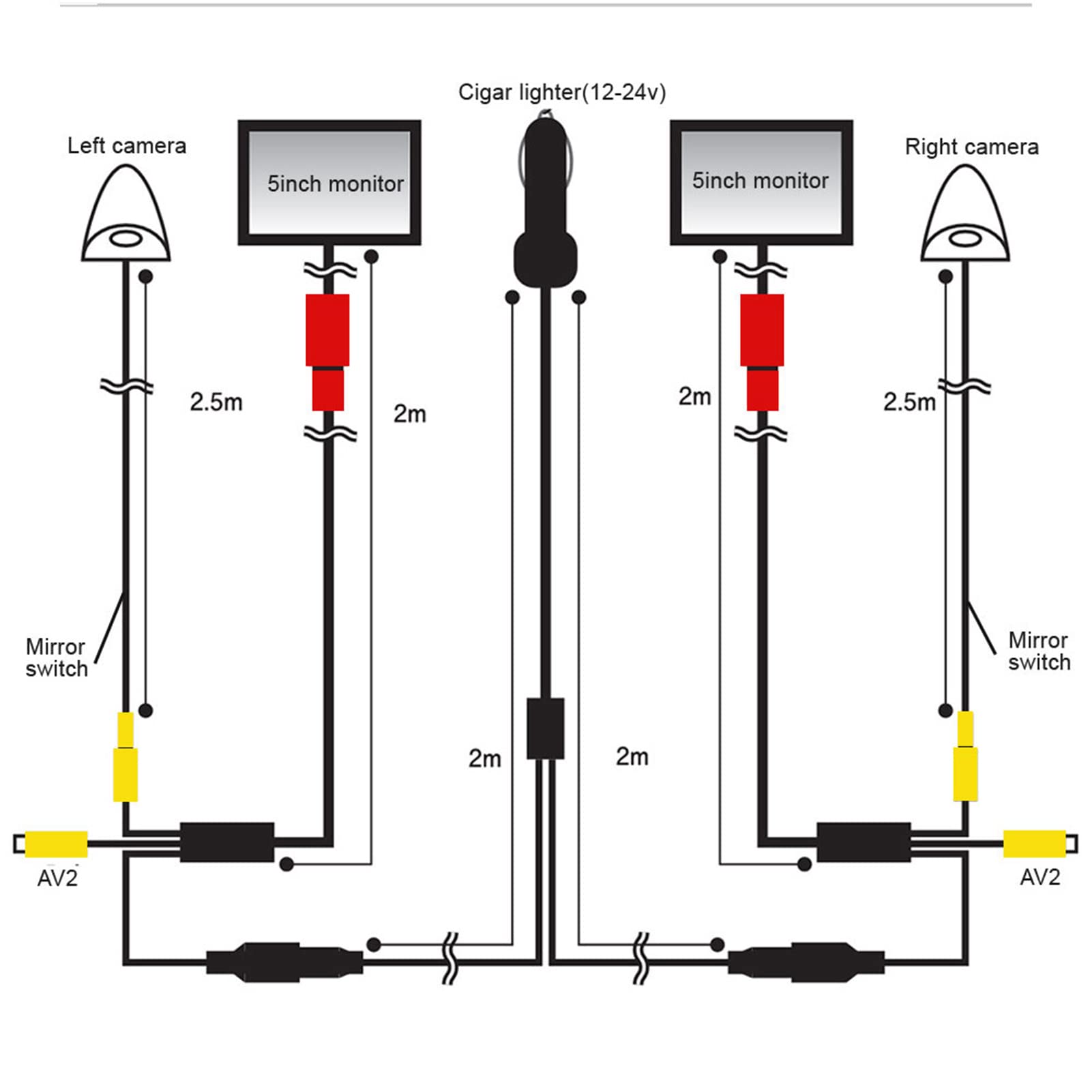5 Inch TFT LCD Backup Camera System Kit, DC 12V-24V, 87° Horizontal & 62° Vertical Viewing Angle, IP67 Waterproof, Side View Monitor for Cars, Buses, Trucks - Perfect for Parking, Reversing & Blind Spot Safety