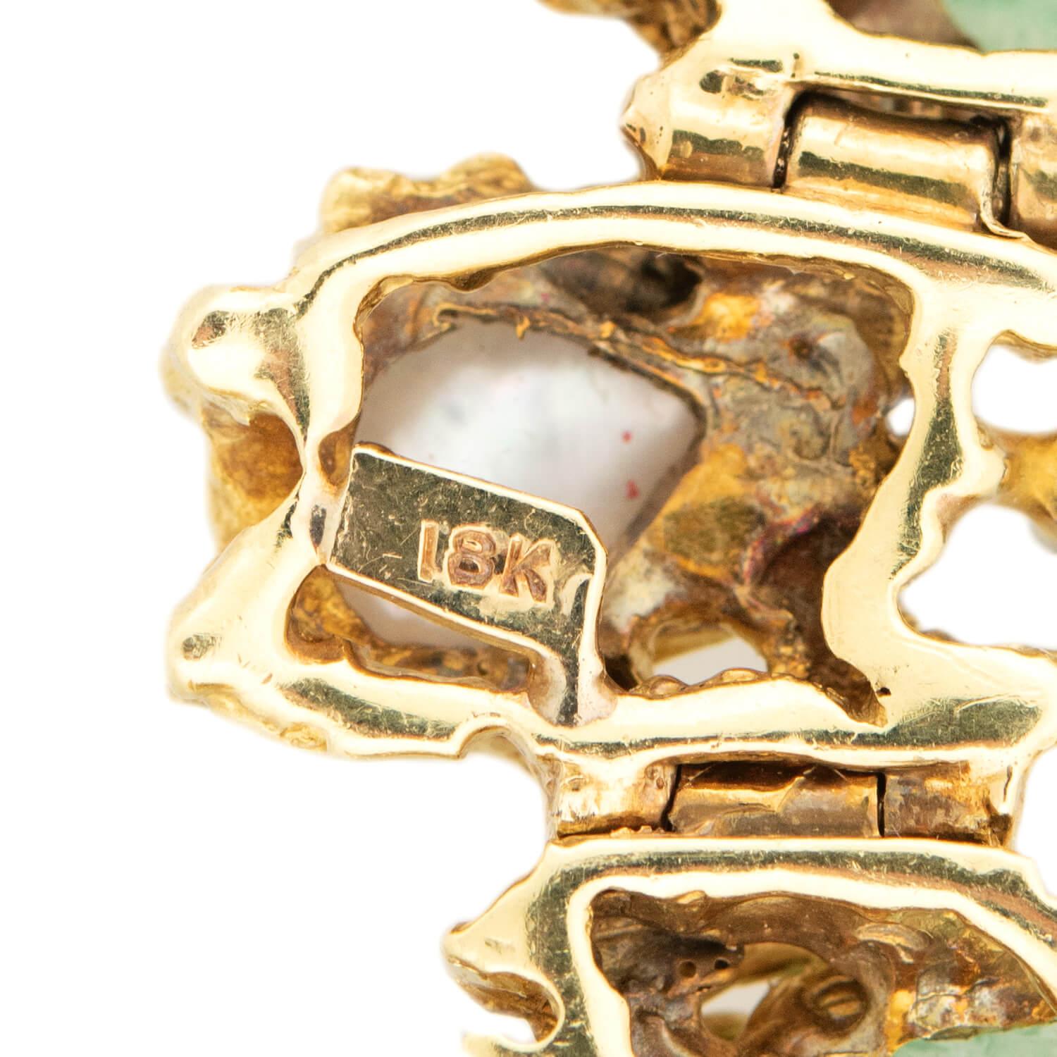 Vintage 18k Gold Emerald Pearl Diamond Bracelet for Women - Elegant Jewelry Gift for Anniversary, Wedding & Special Occasions