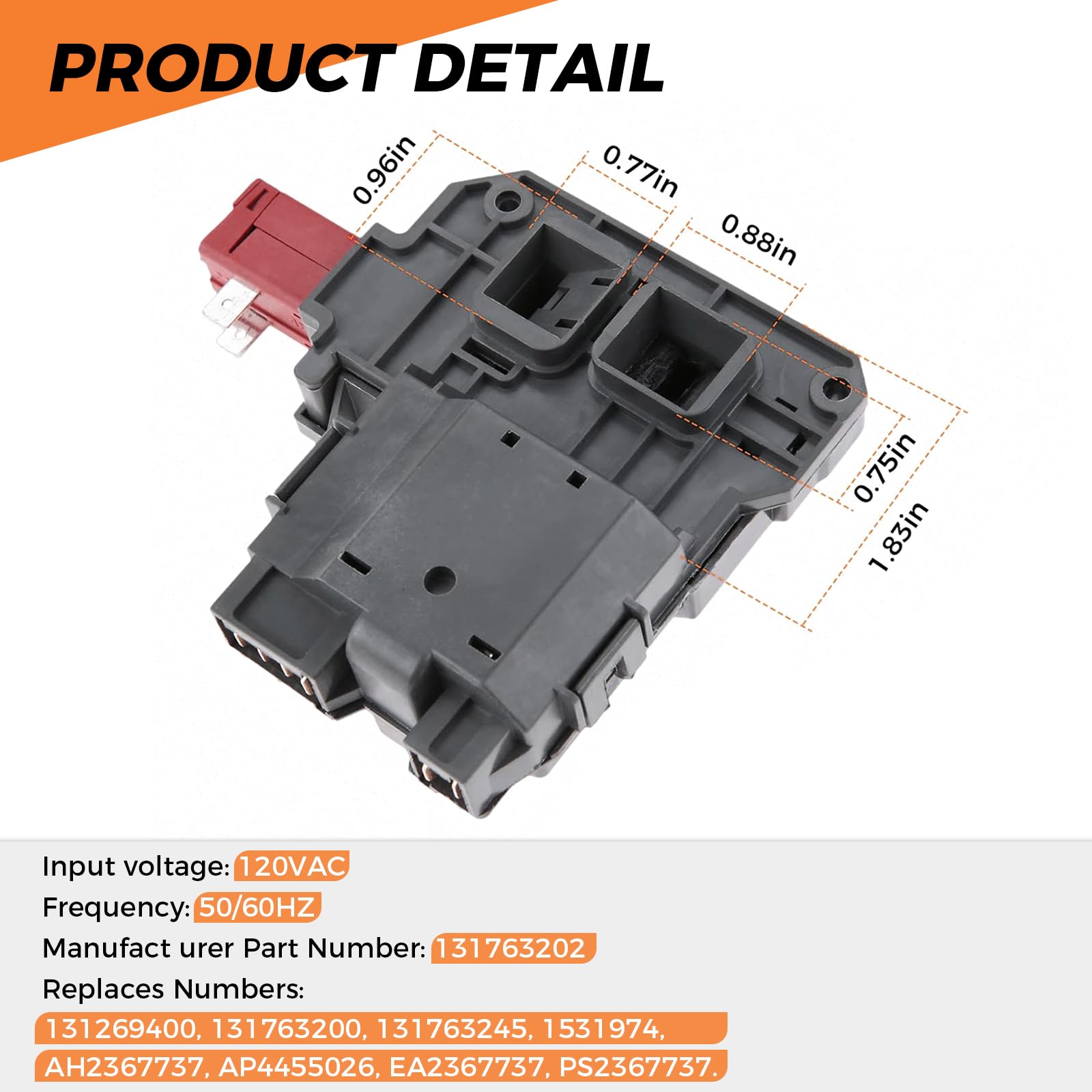 Frigidaire Whirlpool Kenmore Crosley GE Washer Door Lock Switch & Door Strike Replacement (131763202, 131763256, 1317633, 131763310) - Compatible with 1317632, 131763200, 131763255, 131269400 - Perfect for Washing Machine Repair and Maintenance