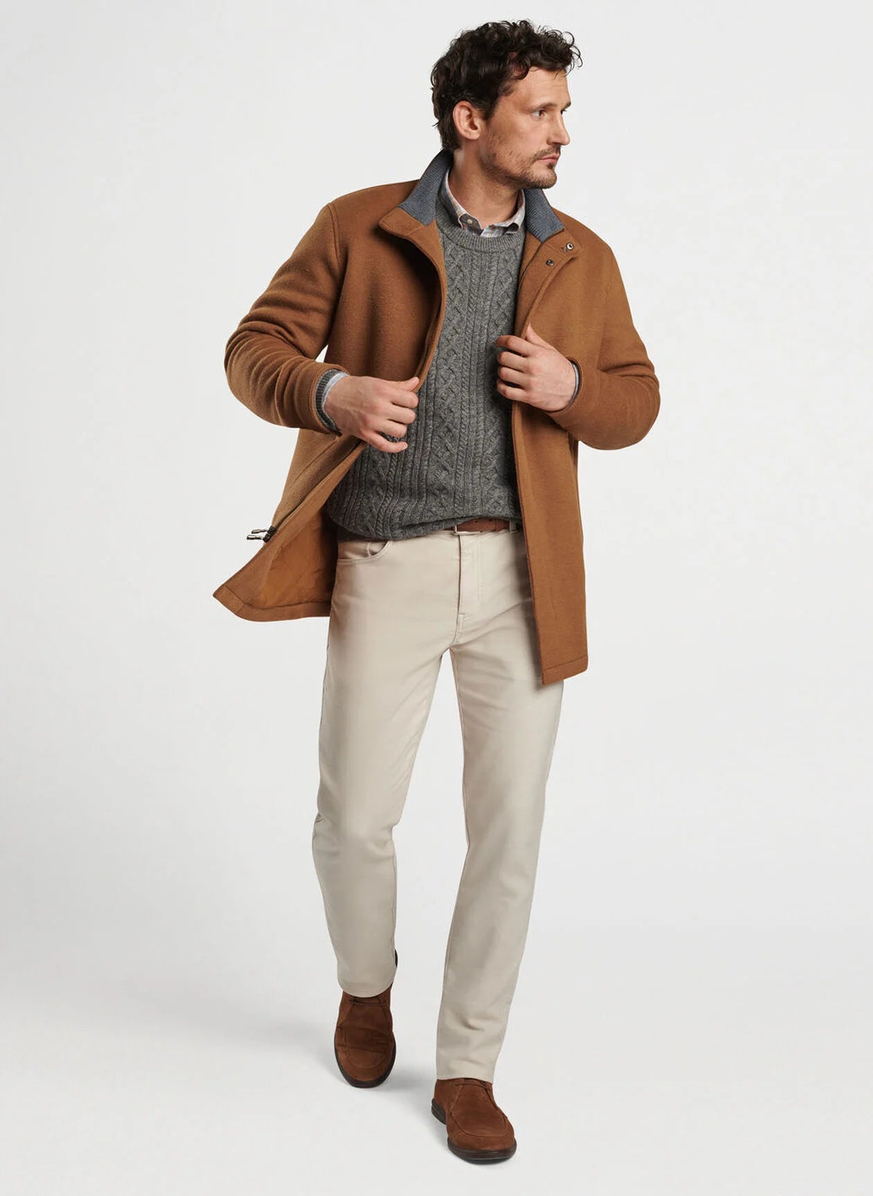 Peter Millar Men's Fleece City Coat - Warm Winter Jacket for Urban Commute & Outdoor Activities | Water-Resistant & Lightweight for Daily Wear