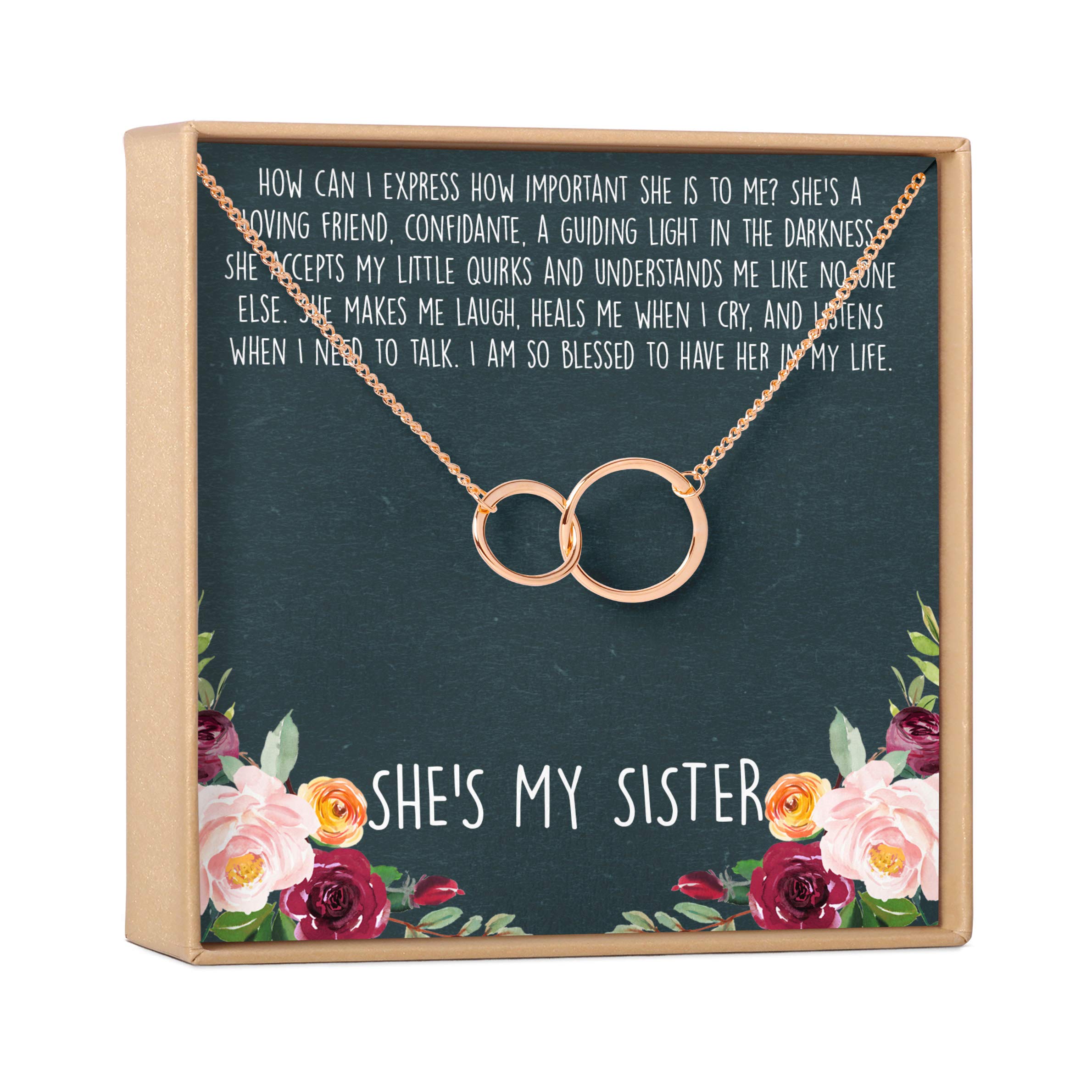 Sister Necklace - Heart Shaped Jewelry Gift Set with Greeting Card for Birthday, Christmas, Valentine's Day | Perfect for Sisters, Best Friends & Loved Ones