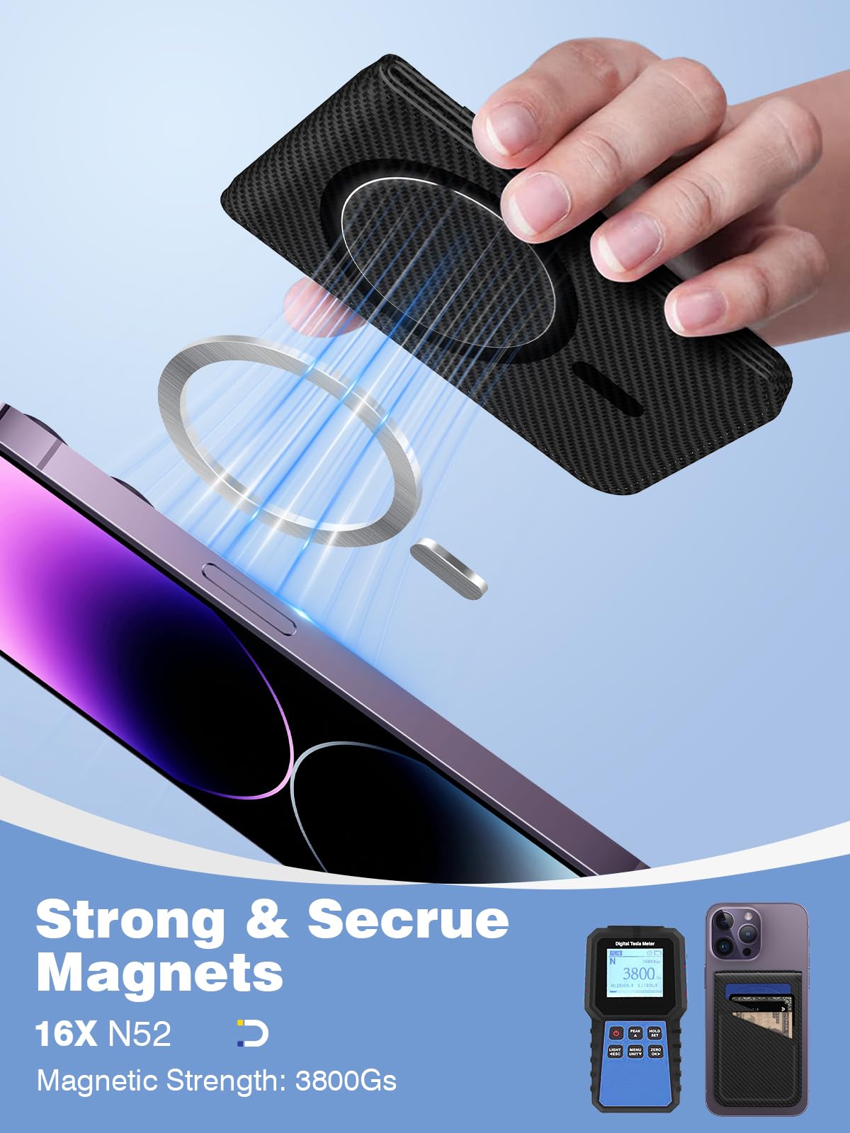 TopMade MagSafe Wallet Stand for iPhone 16/15/14/13/12 Series - Strongest Magnetic Phone Wallet Card Holder with RFID Blocking, Vegan Leather, 5 Card Slots & ID Window | Slim & Durable Midnight Black Design for Everyday Use, Travel & Hands-Free Viewing