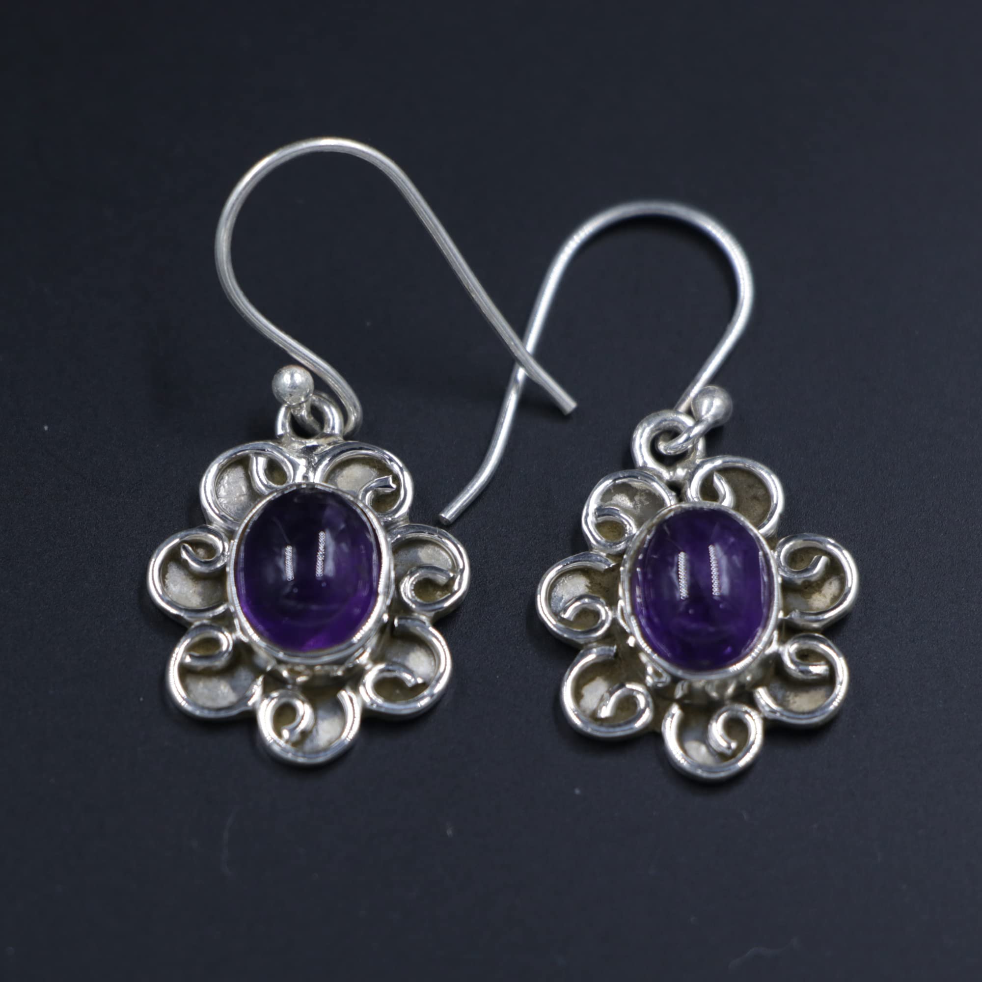 925 Sterling Silver Amethyst Dangle Earrings for Women | Purple Gemstone Jewelry | February Birthstone Gift | Handmade Boho Wedding Earrings | Unique 925 Silver Jewelry for Birthday, Anniversary & Special Occasions | Perfect for Boho Chic Style, Bridal Accessories & Everyday Elegance