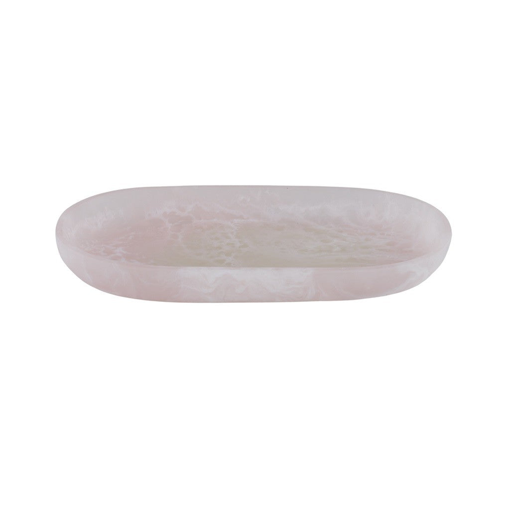 Assembled Kip Resin Oval Tray 25.5x14cm (10x5.5 inches) - Nude Color - Elegant Home Decor for Bathroom, Bedroom & Living Room Organization