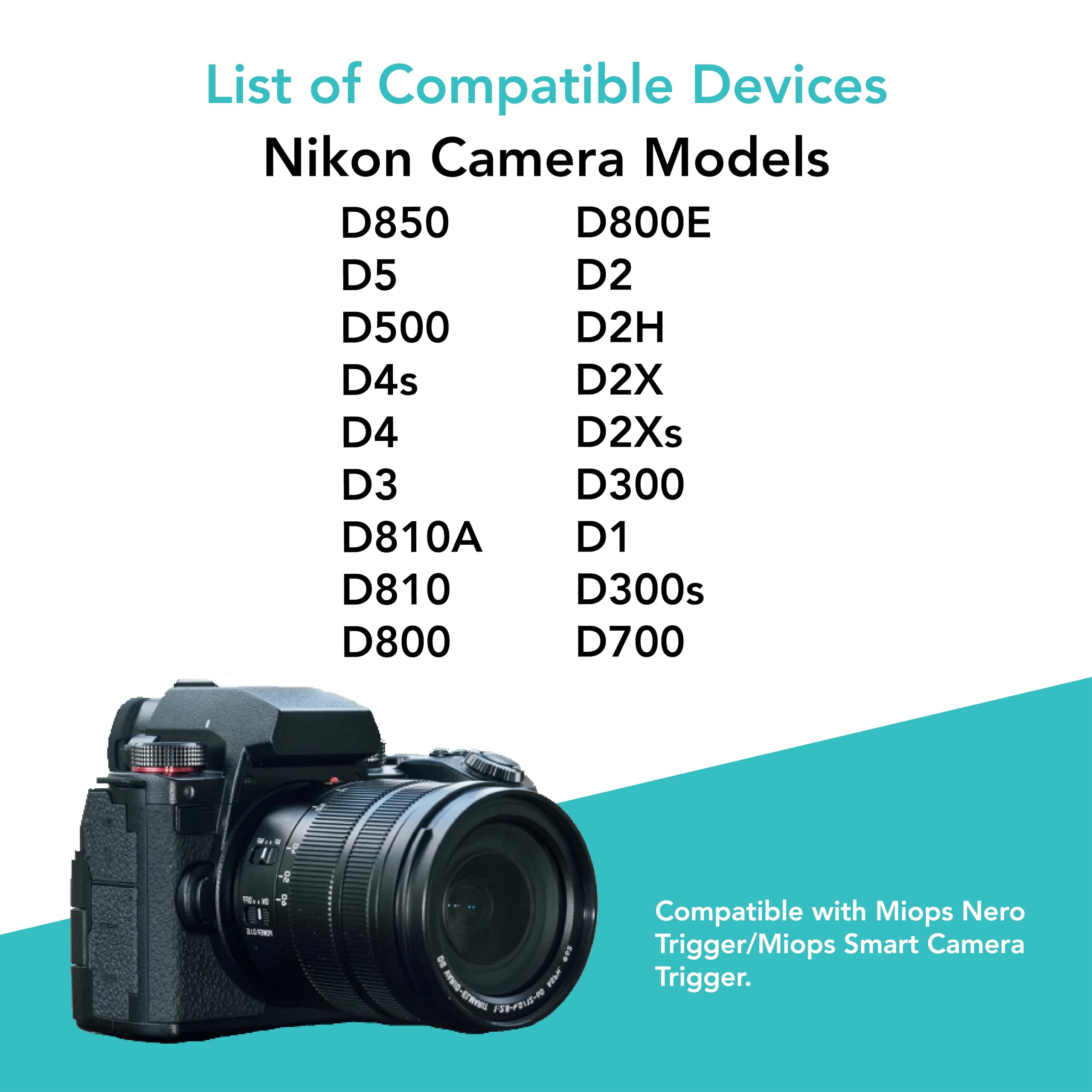 Foto&Tech 2.5mm-N1 10-PIN Remote Shutter Release Cable - Compatible with Miops Trigger & Nikon DSLR Cameras (D850, D5, D500, D4s, D4, D3, D810A, D810, D800, D800E, D2 Series, D300, D1, D300s, D700) - Perfect for Long Exposure, Time-Lapse & Wildlife Photography
