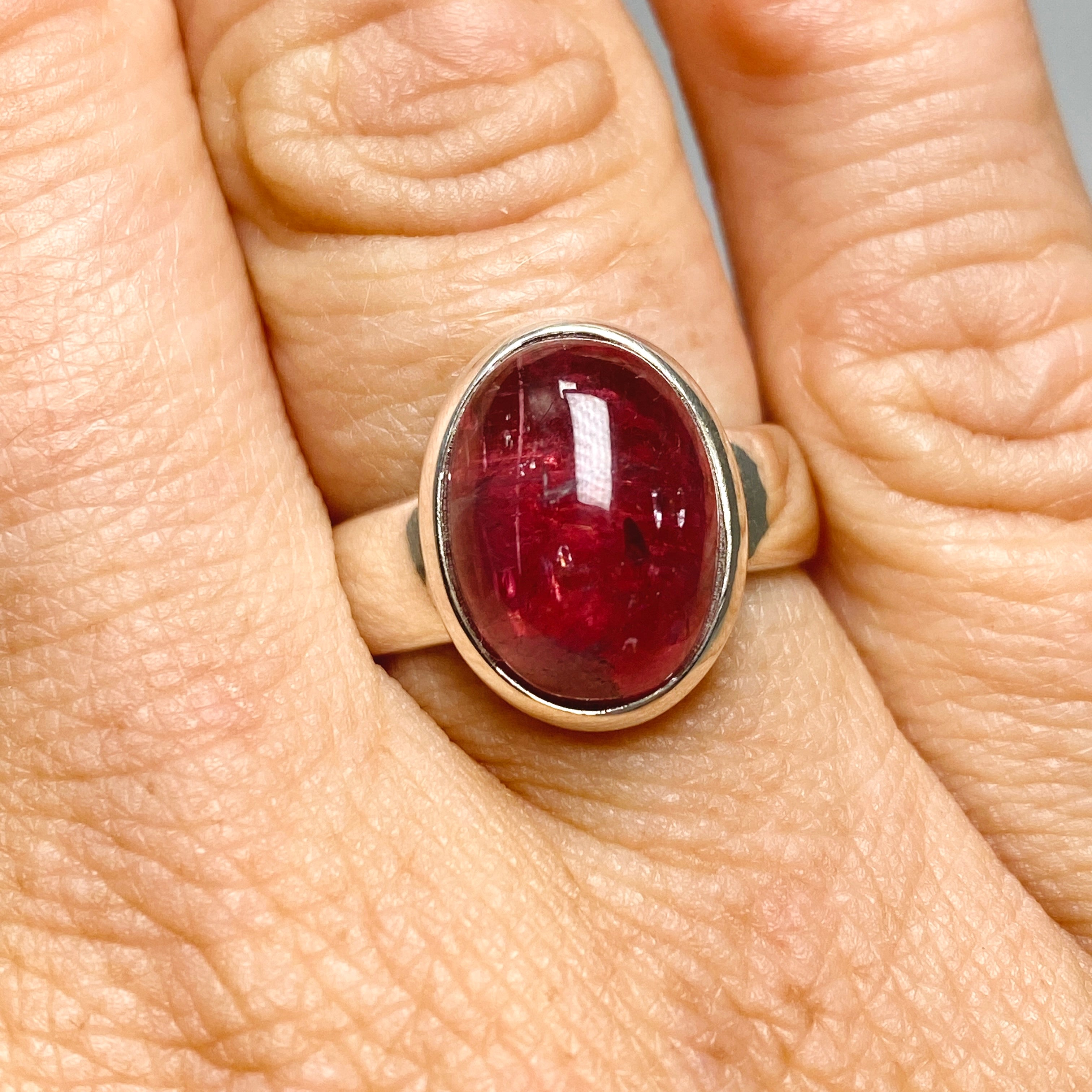 Pink Tourmaline Oval Cabochon Ring Size 7 - Genuine Gemstone Jewelry for Women - Perfect for Engagement, Wedding & Everyday Wear