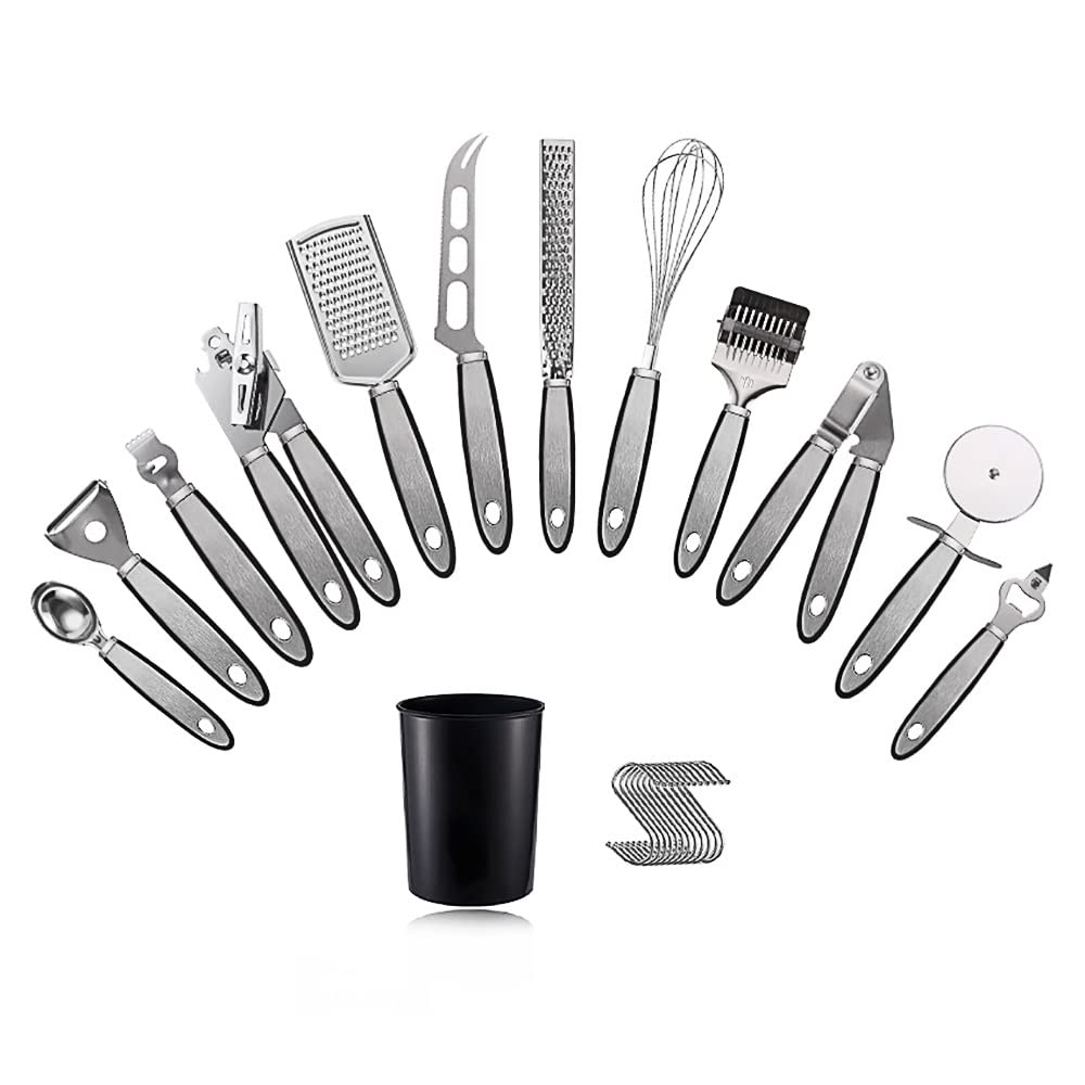 12-Piece Stainless Steel Kitchen Utensil Set with Organizer - Perfect for Baking & Cooking at Home