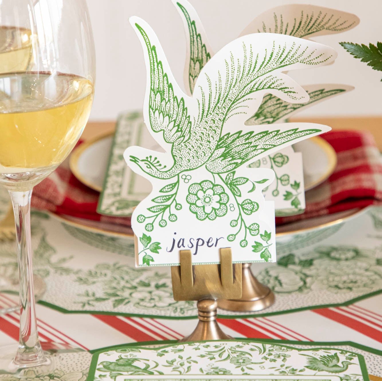 Elegant Green Asiatic Pheasants Place Cards for Weddings, Parties & Events - Premium Table Name Cards for Special Occasions