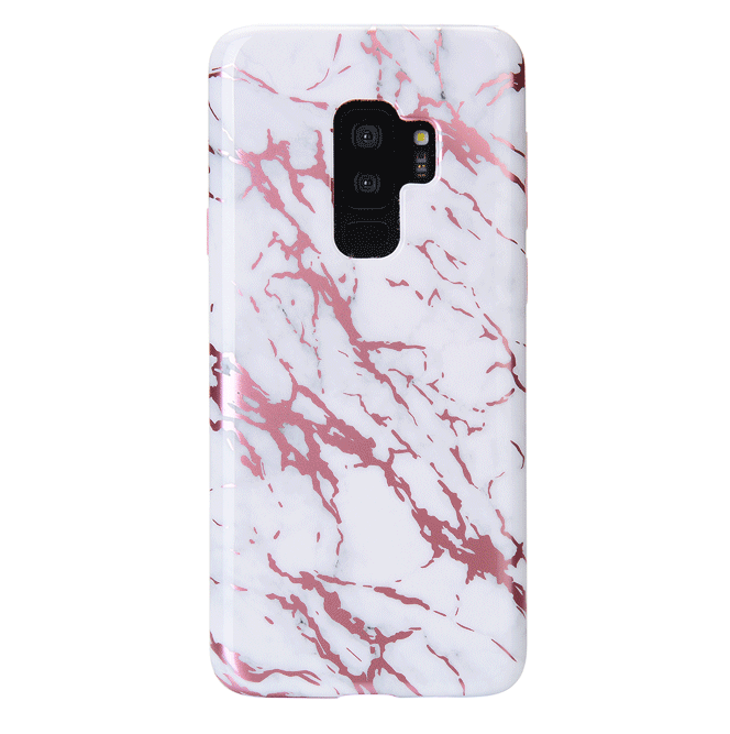 Pink Chrome White Marble Samsung Galaxy Phone Case - Trendy Protective Cover for Everyday Use & Fashion Accessory