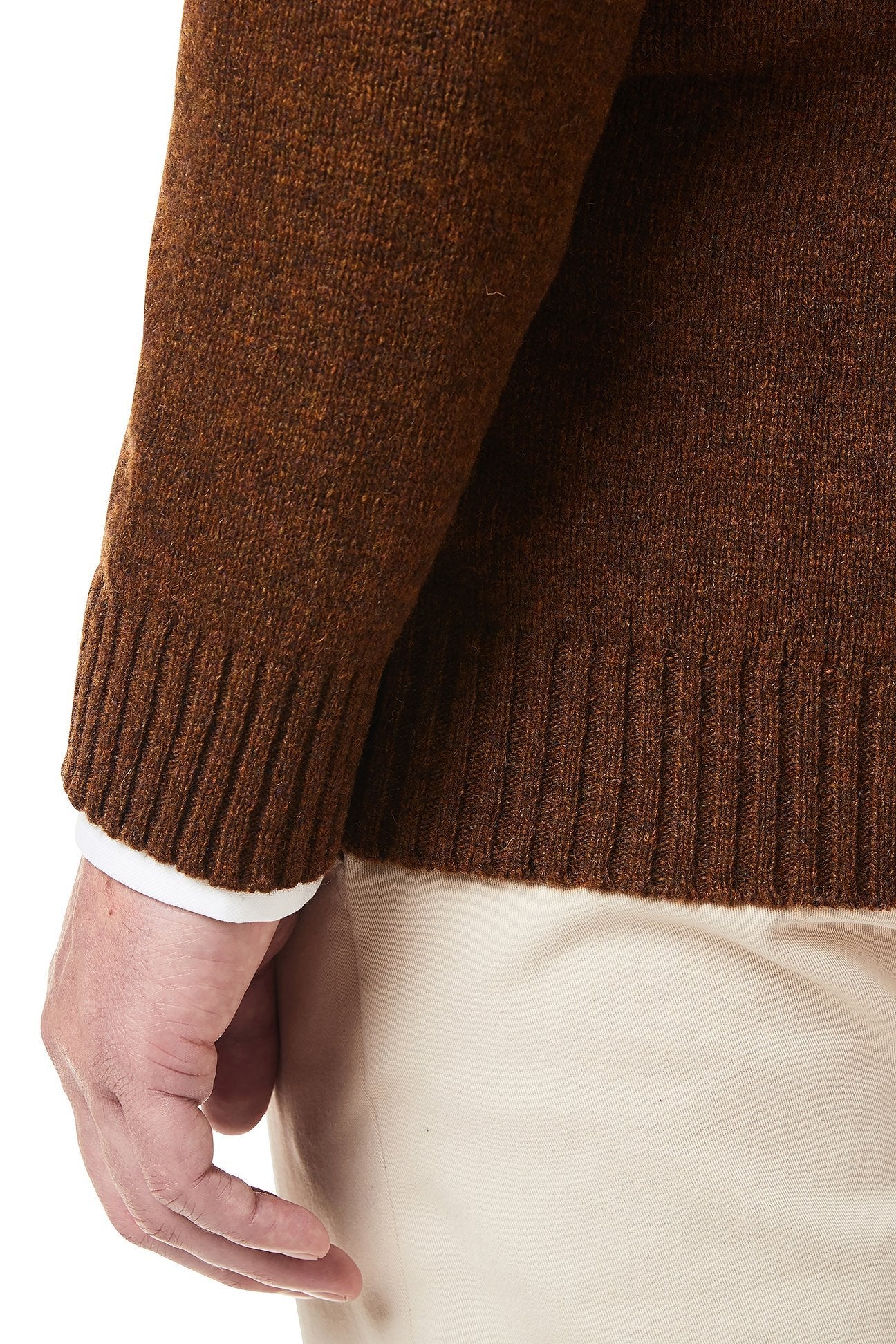 Premium Shetland Wool Crew Neck Sweater for Men - Warm Tobacco Mix Knitwear | Perfect for Fall & Winter Outfits, Office Wear & Casual Weekends