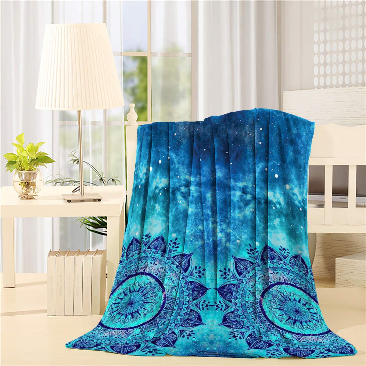 Super Soft Fleece Throw Blanket 50x80 Inches - Lightweight Plush Microfiber Blanket with Mandala Design | Warm & Cozy All-Season Couch, Bed, and TV Blanket for Home, Office, or Travel