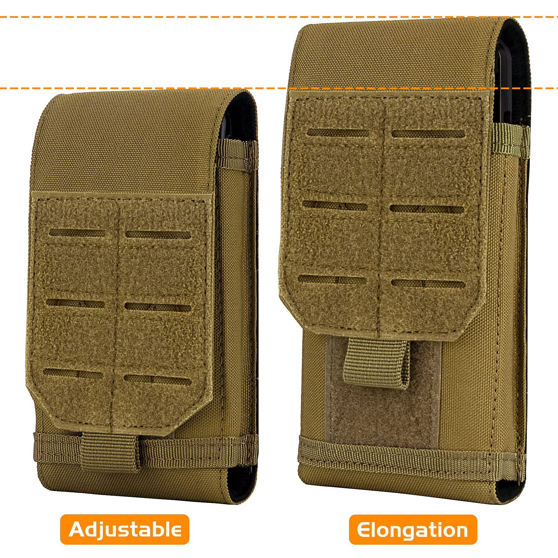 Tactical Phone Holster for iPhone 15 Pro Max/15 Pro/15 Plus/14 Pro Max/13 Pro Max/12 Pro Max - Molle Compatible Pouch Fits 4.7