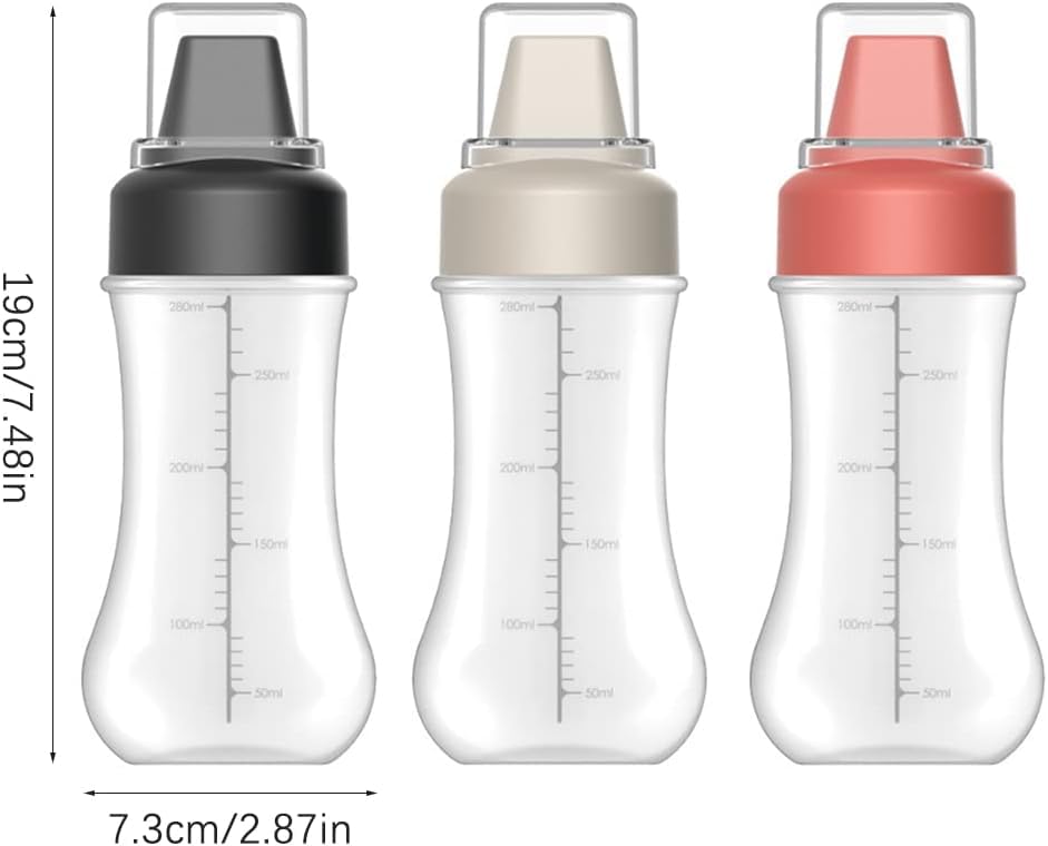 Ramkuwar 3-Piece BPA-Free Squeeze Bottles with Measurement Marks - Perfect for Ketchup, BBQ Sauce, Syrup, Condiments & Paint - Ideal for Home Kitchen, Restaurants & DIY Projects