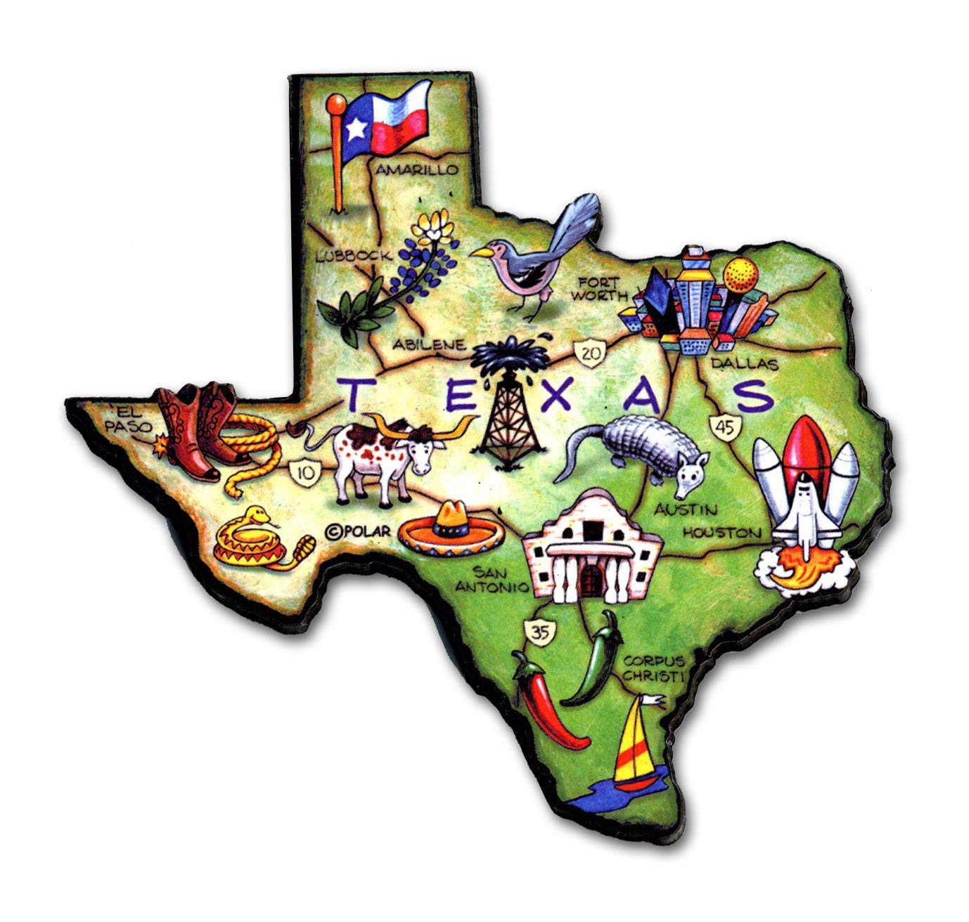Texas The Lone Star State Artwood Jumbo Fridge Magnet - Large Decorative Souvenir for Kitchen, Office & Travel (3.5 Inch)