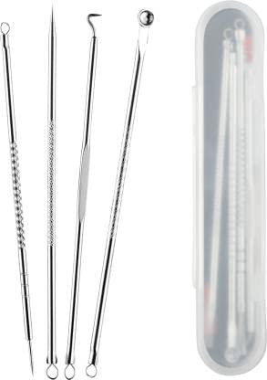 Professional Stainless Steel Blackhead Remover Tool Kit (4-in-1) - Pore Cleaner, Acne Extractor, Blemish Removal for Face & Nose - Perfect for Home Skincare & Spa Treatments