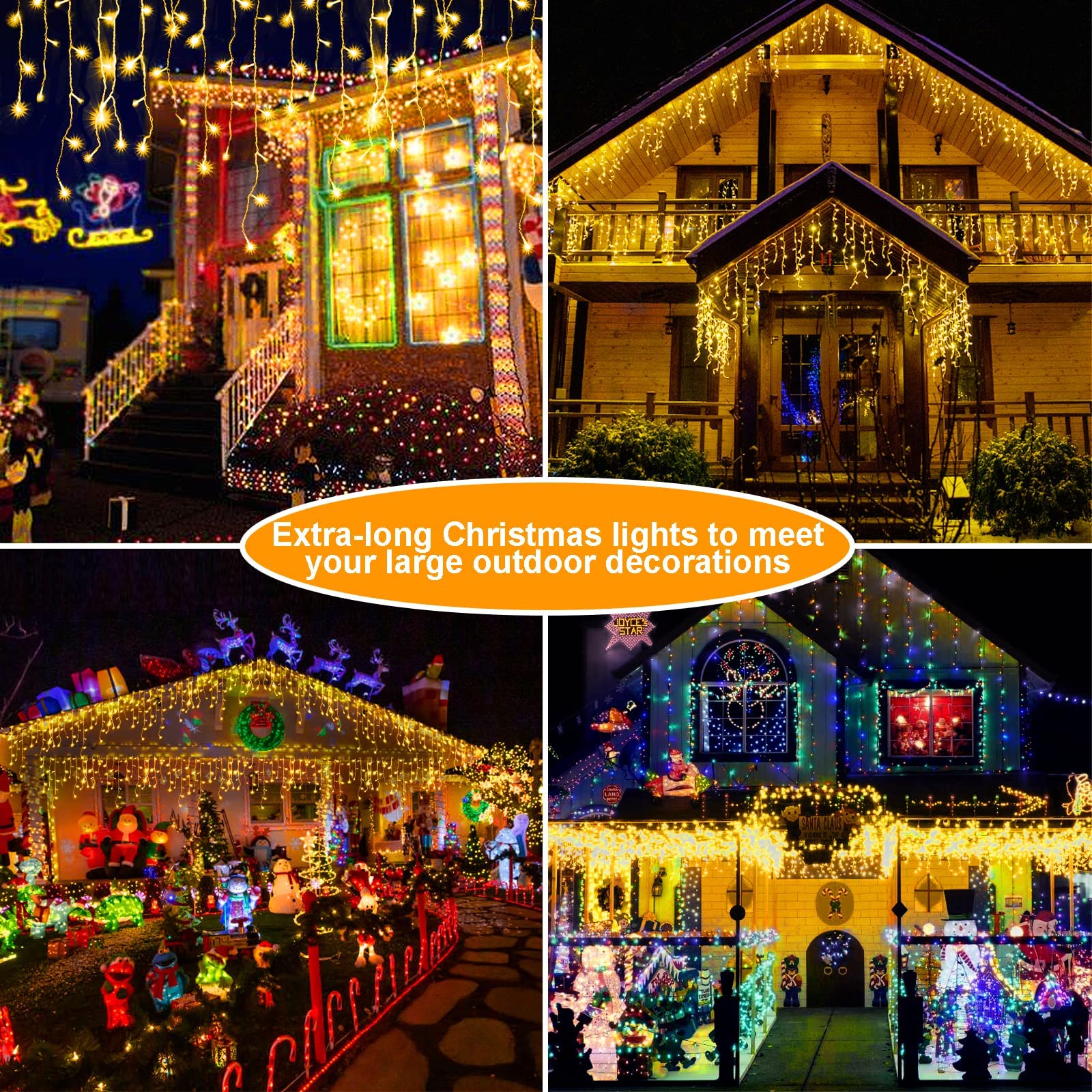 640 LED 65 FT Outdoor Christmas Lights with 120 Drops - 8 Lighting Modes, Warm White Fairy String Lights for Holiday Decor, Wedding, Party, Bedroom, Garden & Patio - Indoor/Outdoor Waterproof Christmas Decorations