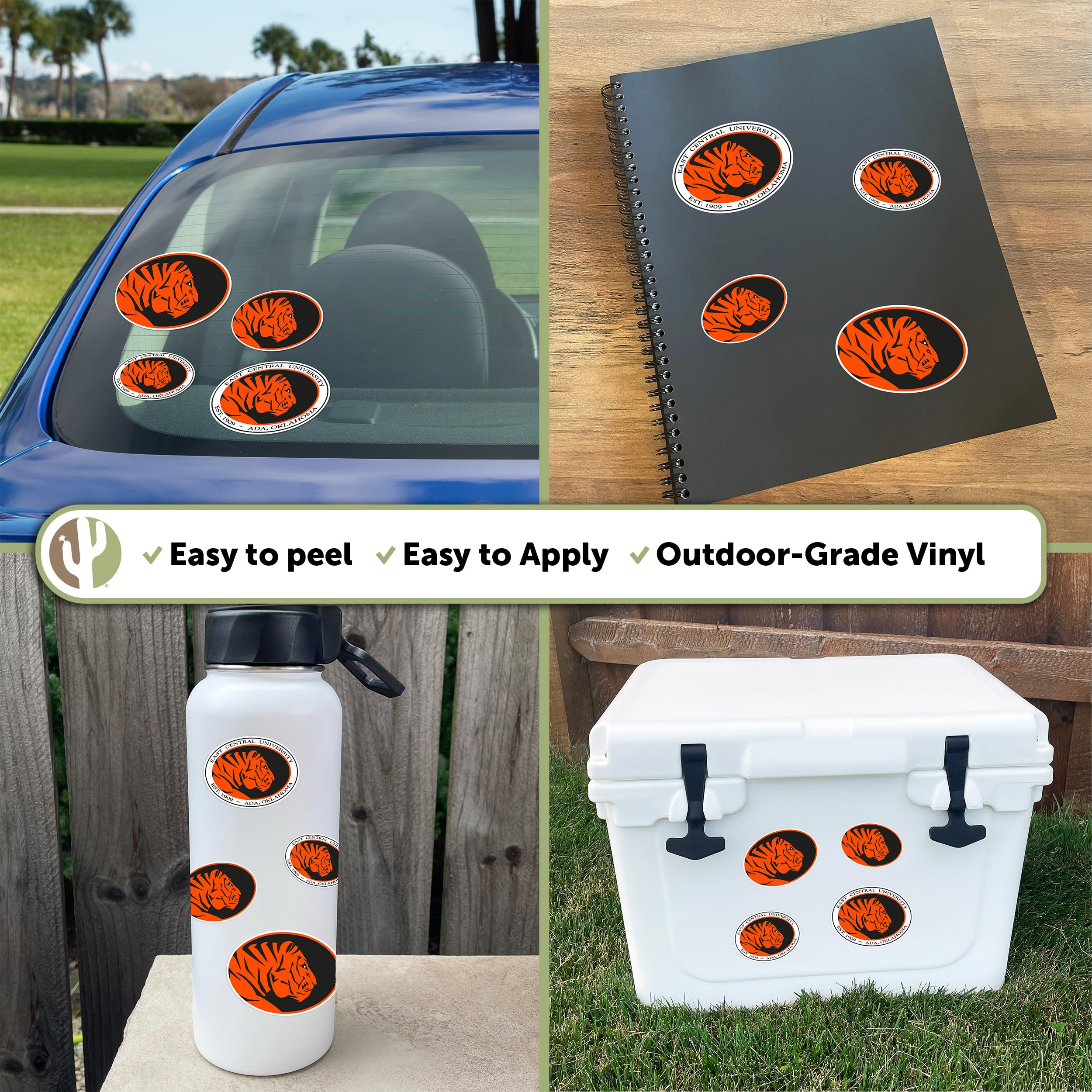 Desert Cactus East Central University Sticker - ECOK Tigers Vinyl Decals for Laptop, Water Bottle, Car & Scrapbook - Durable Waterproof Decal - Perfect for School Spirit, Gifts & DIY Crafts (Type 1-1)