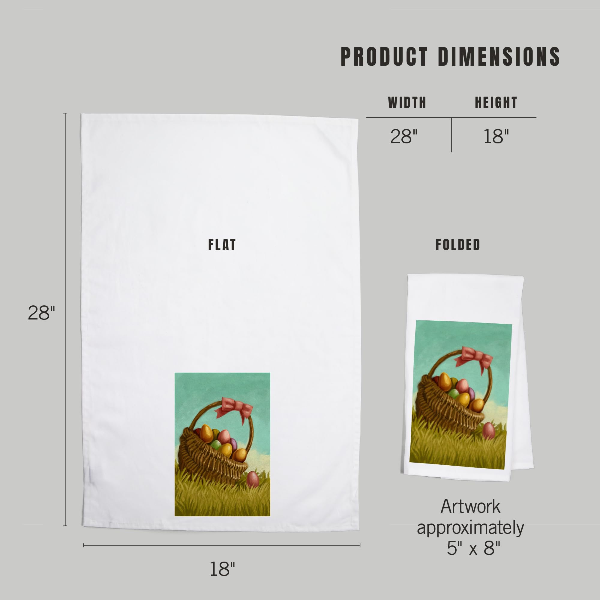 Easter Basket Oil Painting - 100% Cotton Tea Towel & Decorative Hand Towel for Kitchen, Home Decor | Perfect for Easter Gifts, Spring Home Accents & Farmhouse Style Decorating