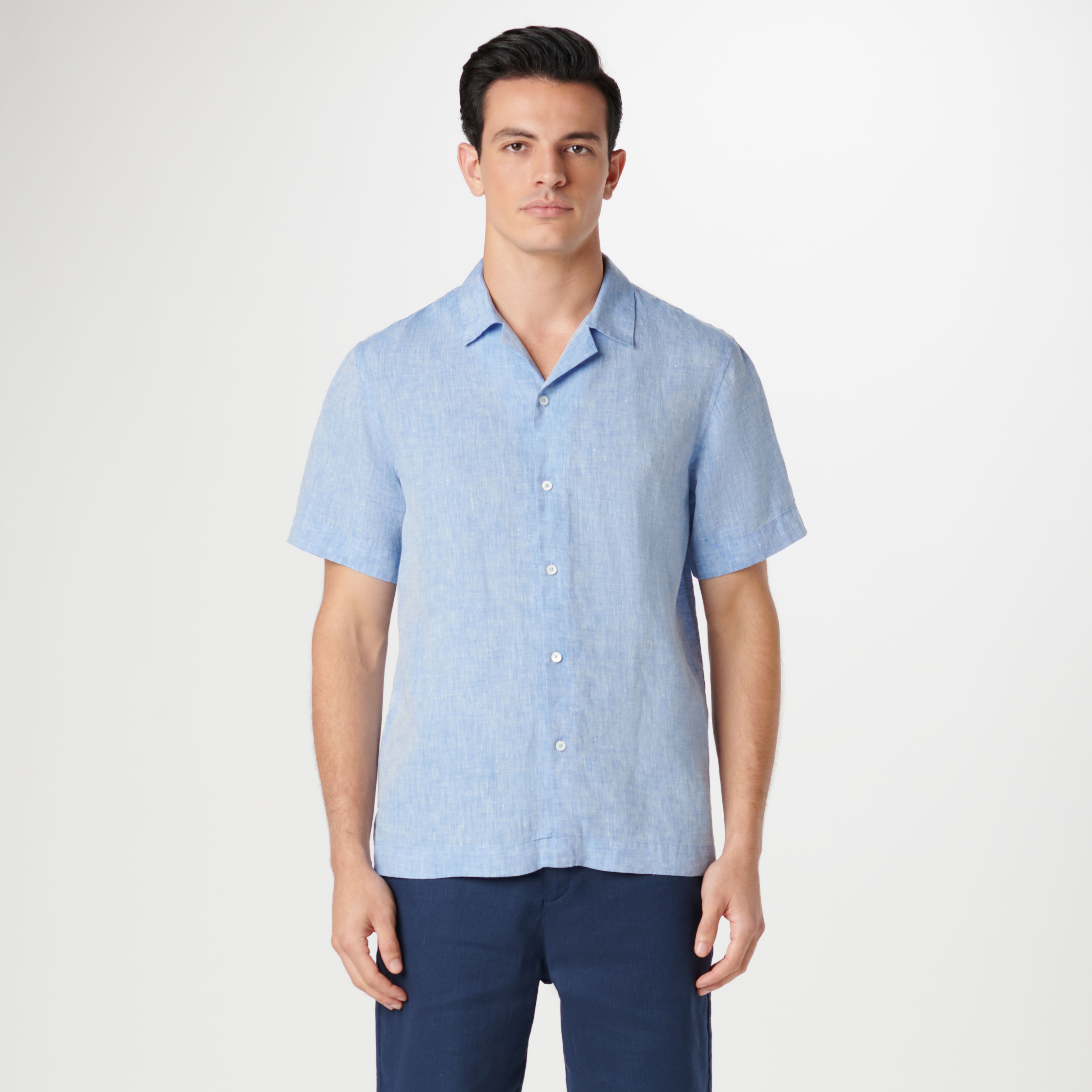 Jackson Men's Solid Short Sleeve Linen Shirt - Breathable Summer Casual Button Down Shirt for Outdoor Activities & Beach Vacations