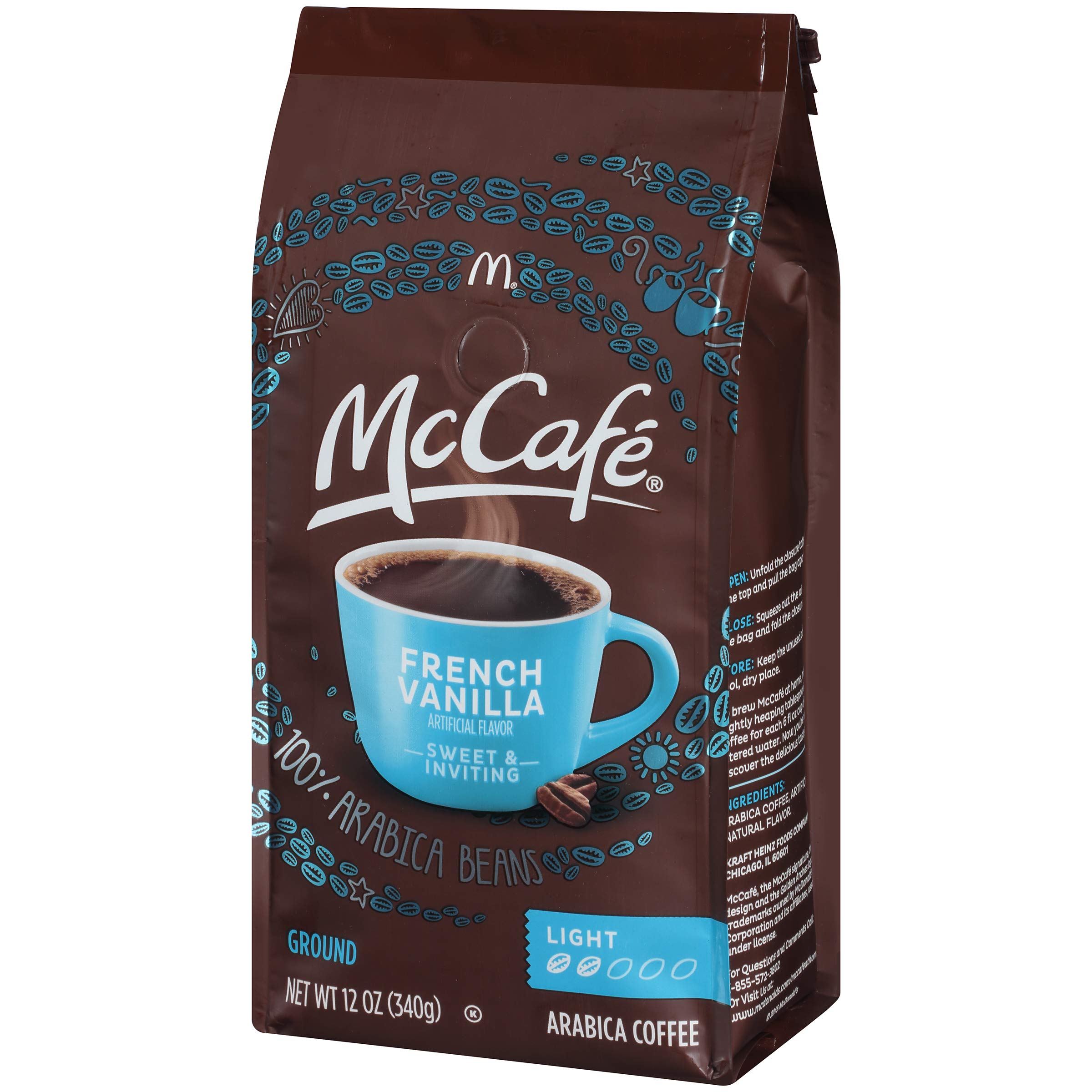 McCafé French Vanilla Light Roast Ground Coffee - 12 oz Bags (Pack of 6) | Smooth & Creamy Flavor | Perfect for Morning Brew, Office Coffee Breaks & Gift Giving