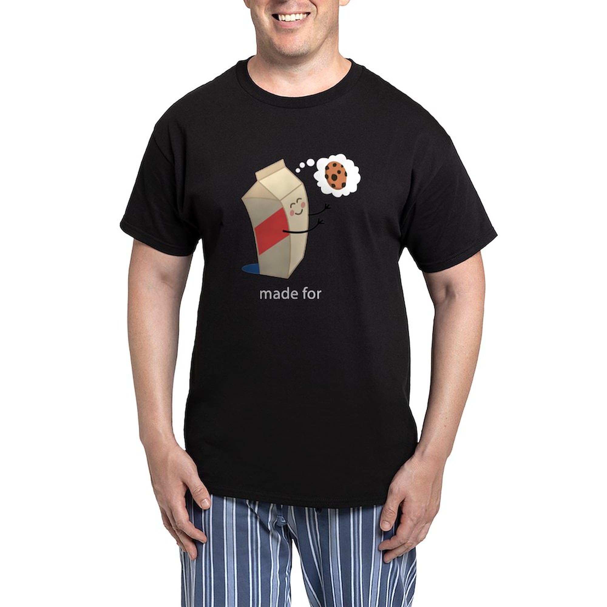 Made For Each Other Cookies And Milk Men's Dark Pajama Set - Comfortable Novelty Sleepwear for Couples, Gifts & Relaxing at Home