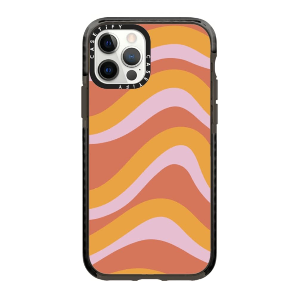 CASETiFY Impact Case for iPhone 12 & iPhone 12 Pro - Coral Waves Design by Oh So Graceful - Clear Black Protective Phone Cover | Perfect for Everyday Use, Travel & Outdoor Activities