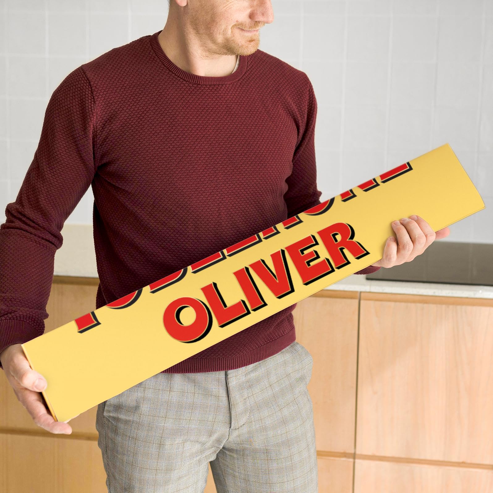 Custom XXL 10 lbs Chocolate Bar - Personalized 31.5 Inch Giant Milk Chocolate with Honey-Almond Nougat (Add Your Name/Text) - Perfect for Birthdays, Weddings, Corporate Gifts & Special Occasions