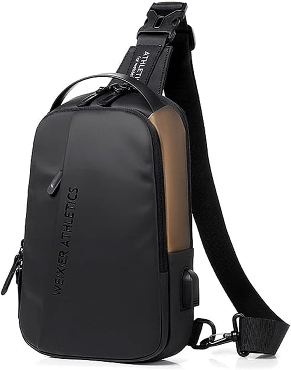 Waterproof Sling Bag for Men - USB Charging Port & Headphone Jack - Lightweight Crossbody Shoulder Backpack for Outdoor, Travel, Hiking & Daily Use