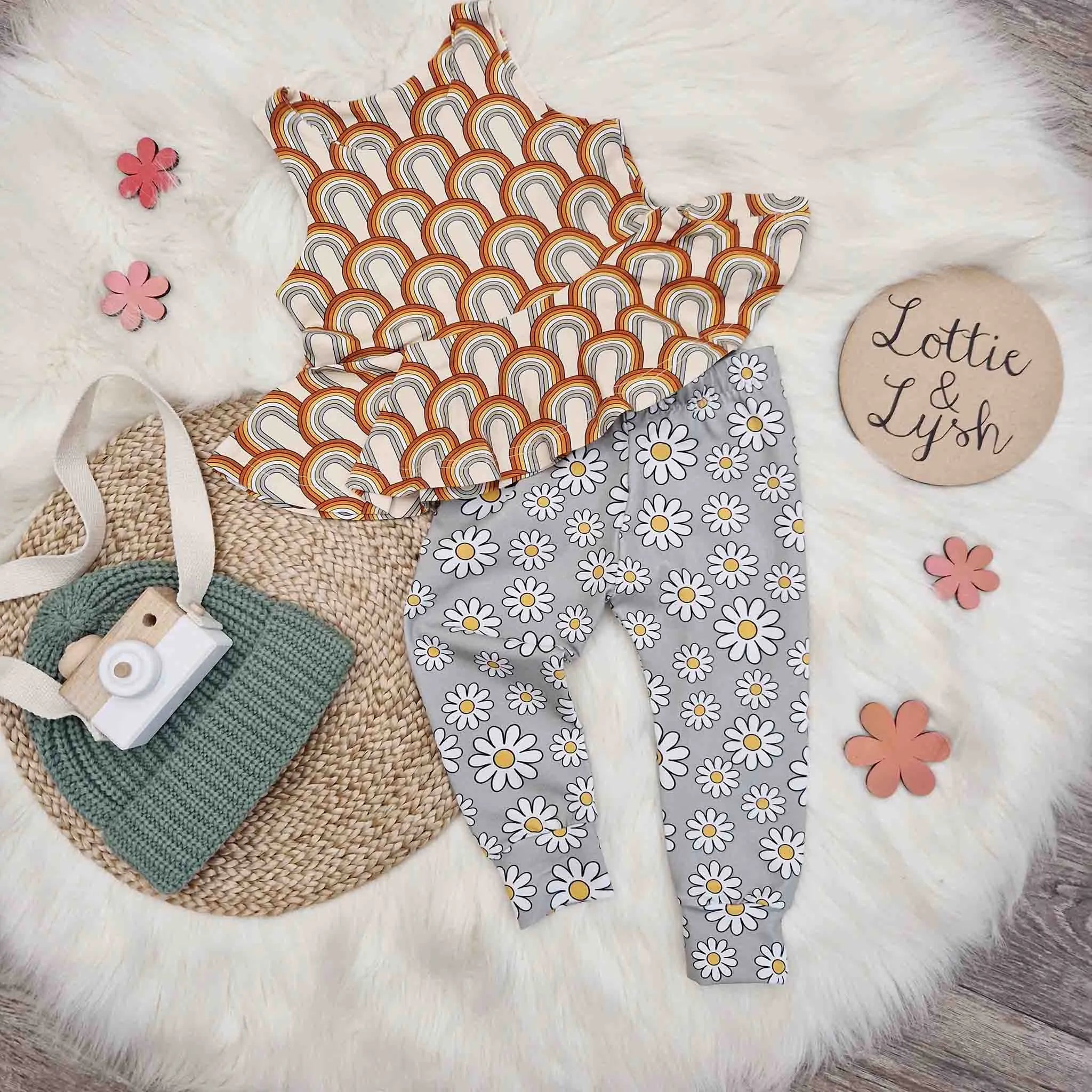 Baby & Toddler Leggings with Daisy Print - Soft Stretchy Cotton Pants for Girls & Boys - Perfect for Playtime, Daycare & Family Outings