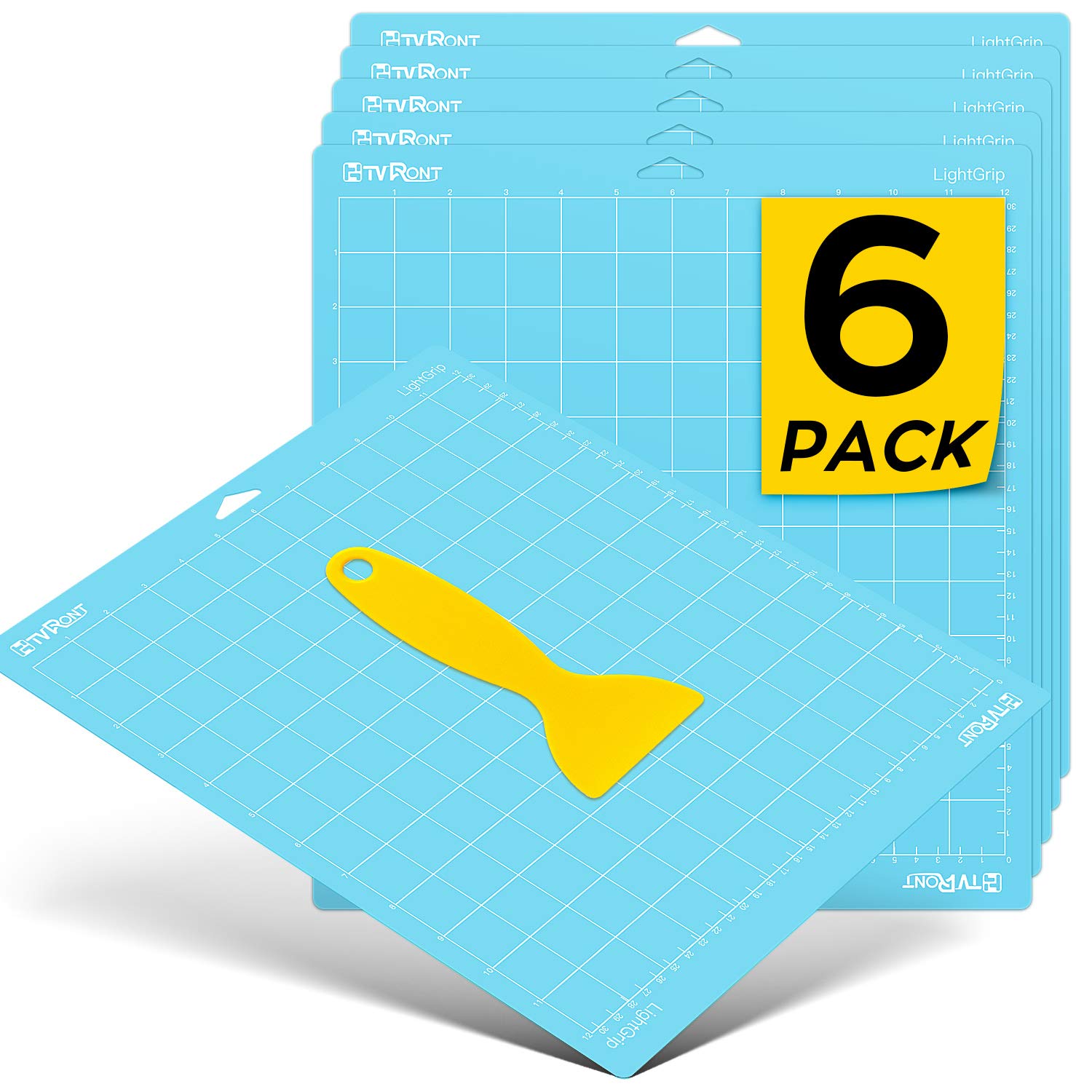 HTVRONT 6 Pack Light Grip Cutting Mats 12x12 Inch - Compatible with Cricut Maker 3, Maker, Explore 3, Air 2, Air & One - Self-Healing Sticky Quilting Mats Replacement Accessories for DIY Crafts, Scrapbooking & Vinyl Cutting Projects