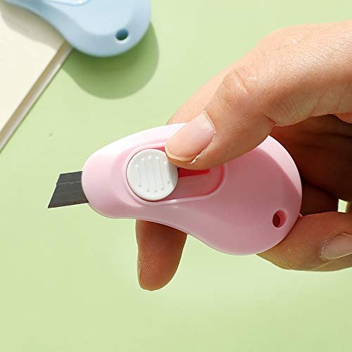 3-Pack Mini Retractable Utility Knife Set - Blue, Yellow, Cyan Craft Knives for DIY, Scrapbooking, Packaging | Portable Box Cutter, Letter Opener & Paper Trimmer | Perfect for Office, Home & Art Projects