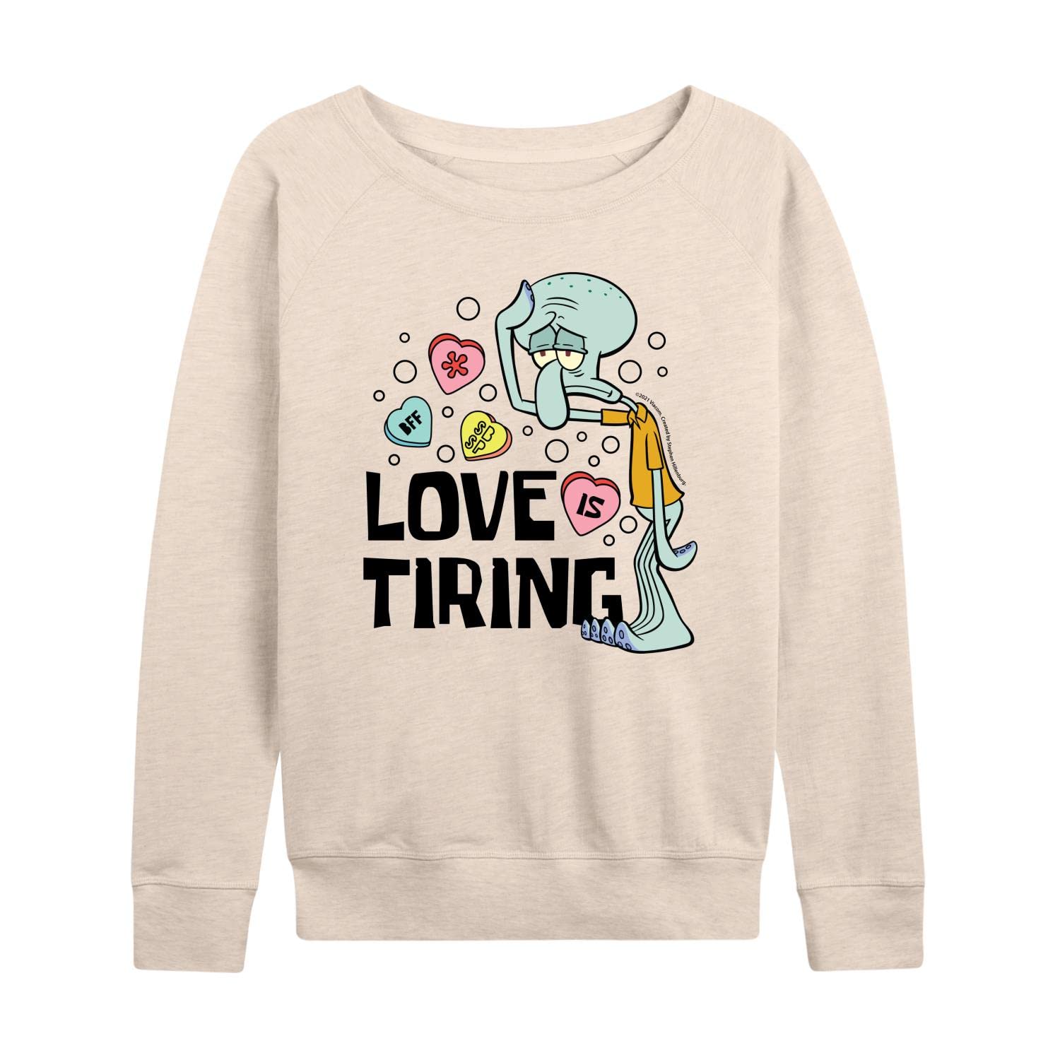 SpongeBob SquarePants Valentine's Day Sweatshirt for Women - Lightweight French Terry Pullover Hoodie - Cute Cartoon Graphic Casual Wear for Date Night & Gifts