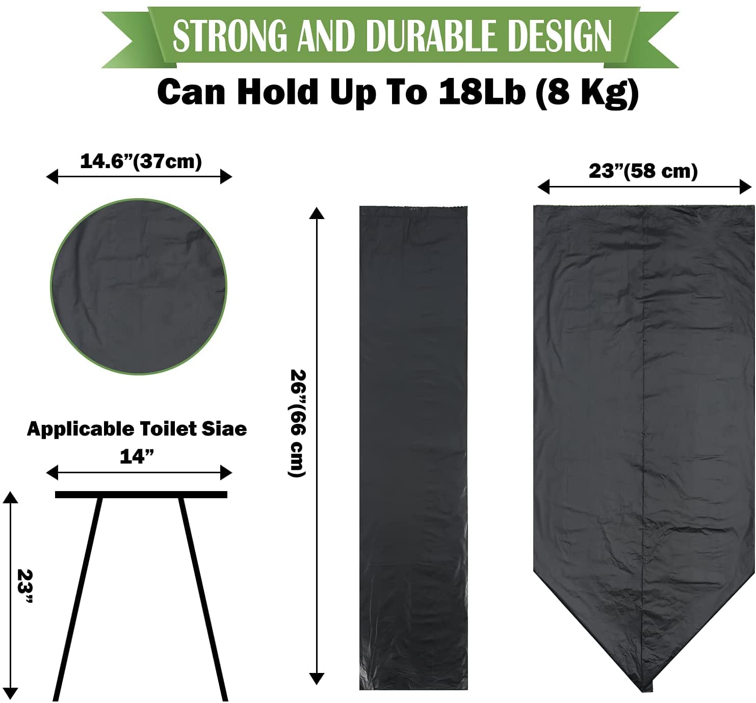 60 Count Portable Toilet Bags for Camping, Boating & Outdoor Adventures - 8 Gallon/30L Biodegradable Waste Disposal Bags - Fits 5 Gallon Bucket - Ideal for RV Trips, Hiking & Emergency Preparedness