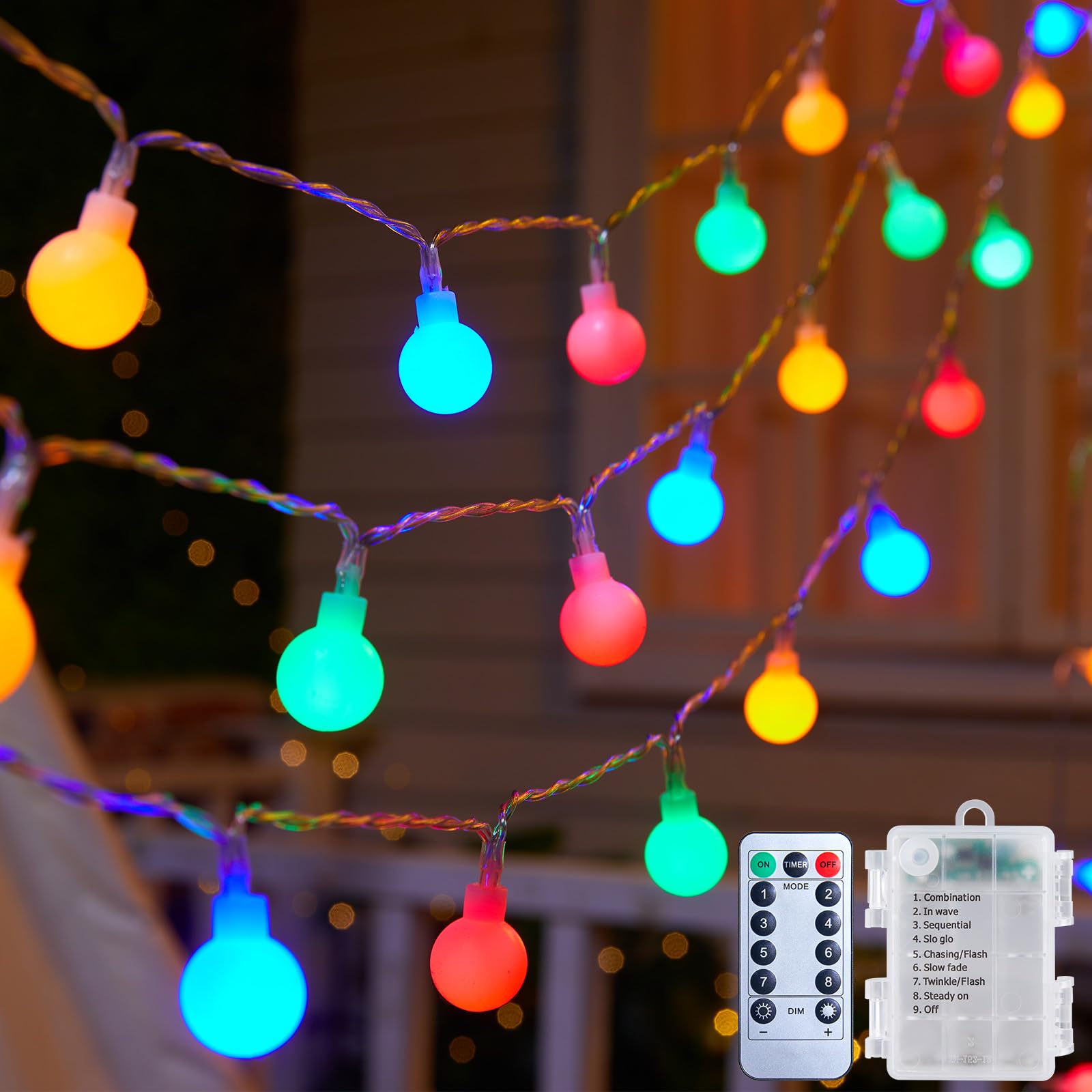 Battery Operated LED String Lights - 21ft 60 LED Fairy Lights with Remote, 8 Lighting Modes | Waterproof Mini Globe Lights for Indoor/Outdoor, Bedroom, Party, Wedding, Garden & Christmas Tree Decoration (Multicolor) - Perfect for Holiday Decor, Patio Lighting & Romantic Ambiance
