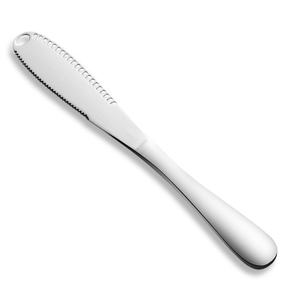 Premium Stainless Steel 3-in-1 Butter Knife - Serrated Spreader, Slicer & Grater for Cold Butter | Perfect for Breakfast Toast, Baking & Kitchen Prep | Durable Kitchen Gadget with Holes for Easy Spreading