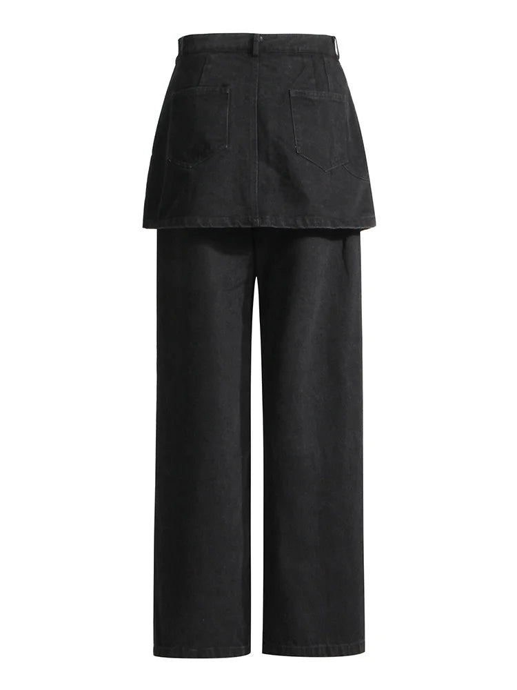 Women's High Waist Asymmetrical Patchwork Zipper Jeans - Wide Leg Casual Pants with Spliced Pockets | Trendy Fashion for Streetwear, Work & Everyday Outfits