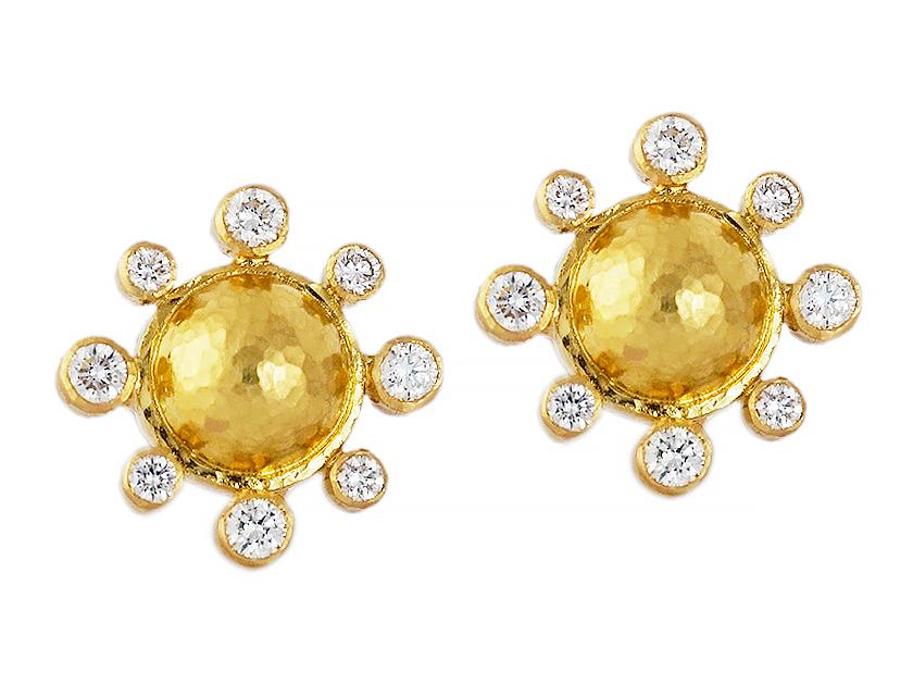 Elizabeth Locke 18K Gold Dome & Diamond Stud Earrings – Elegant Luxury Jewelry for Women, Perfect for Weddings, Parties & Special Occasions