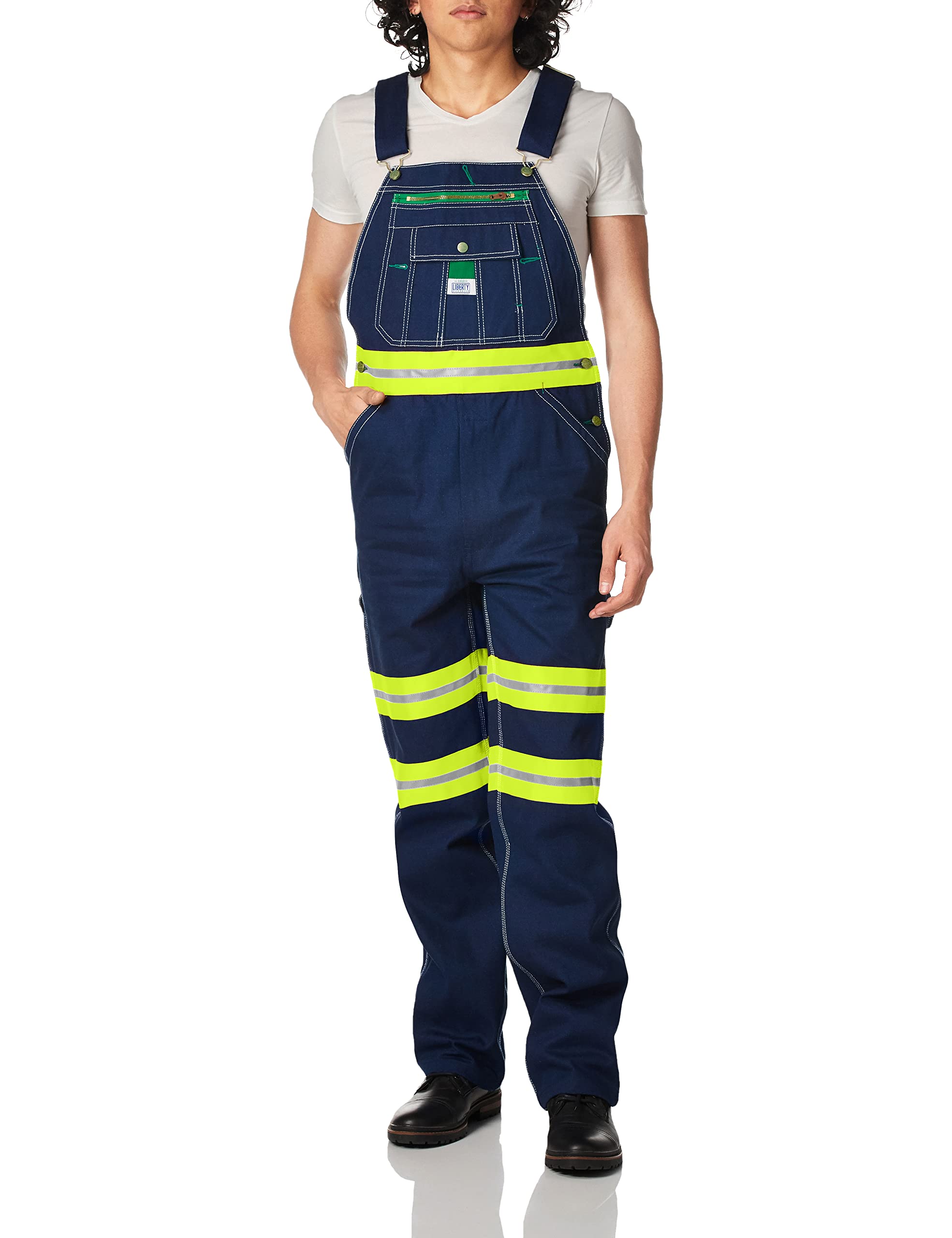 Liberty Men's High Visibility Bib Overalls - Reflective Work Coveralls for Construction, Road Work & Safety - ANSI Certified for Outdoor Jobs