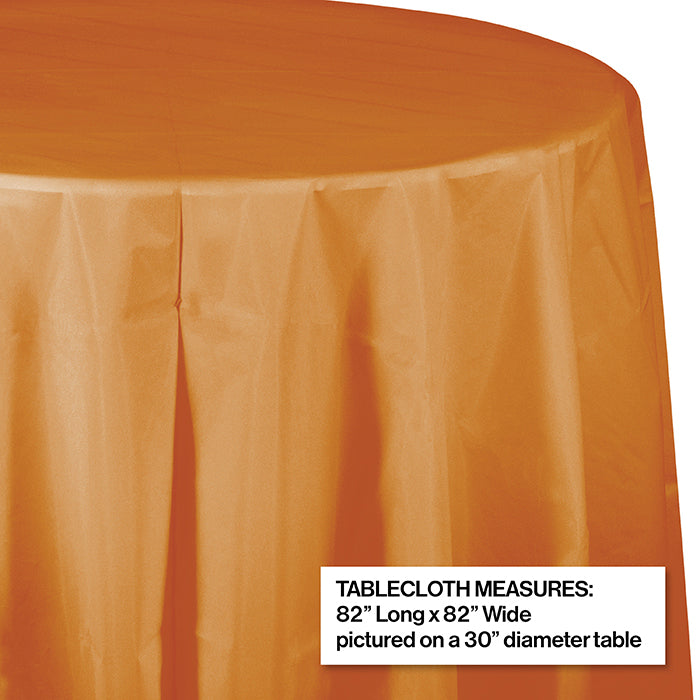 12-Pack Bulk Pumpkin Spice Orange Round Plastic Table Covers (82 Inch) - Perfect for Fall Parties, Thanksgiving Decorations & Halloween Events