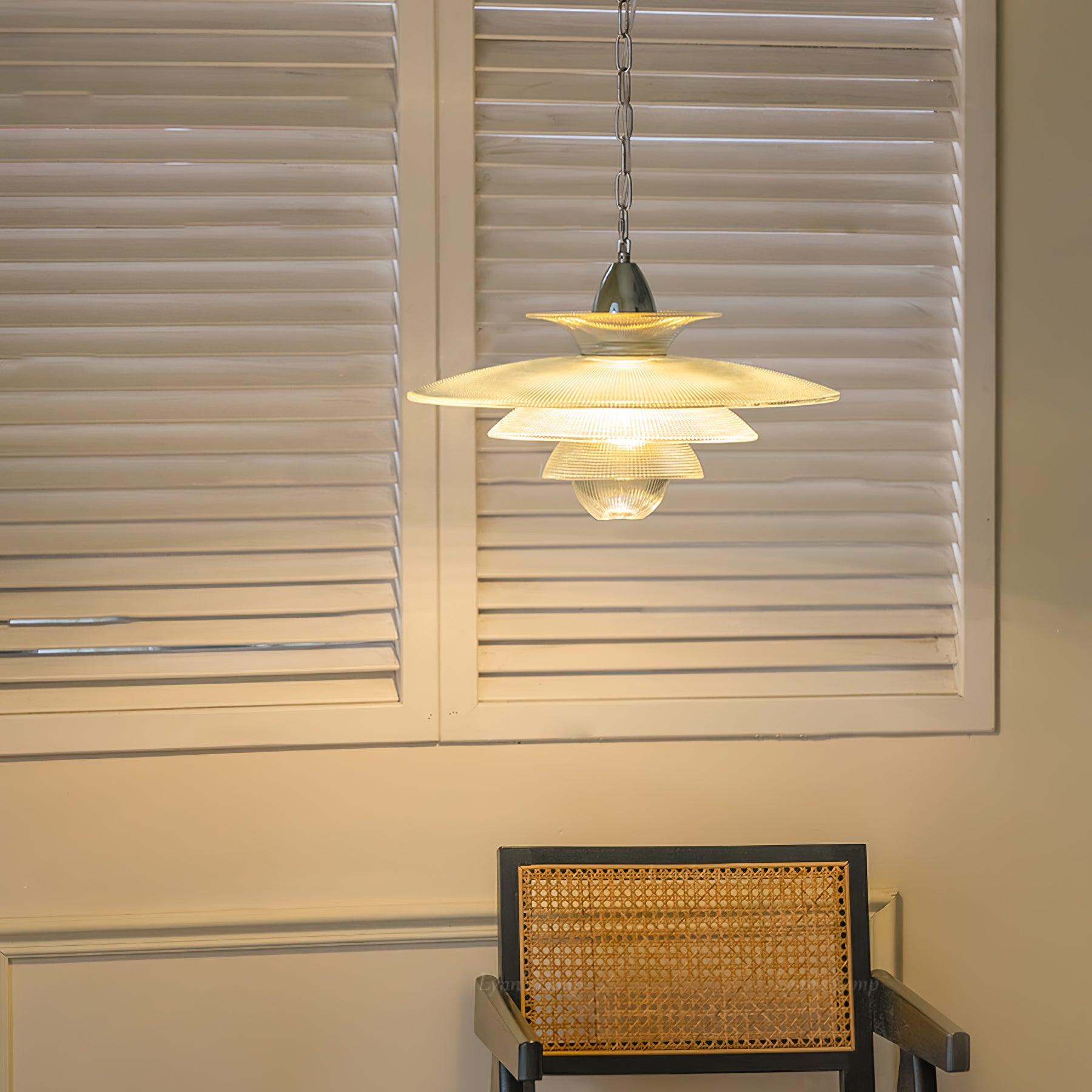 Modern Grid Glass Pendant Light - Industrial Style Ceiling Hanging Lamp for Kitchen Island, Dining Room & Living Room Decor